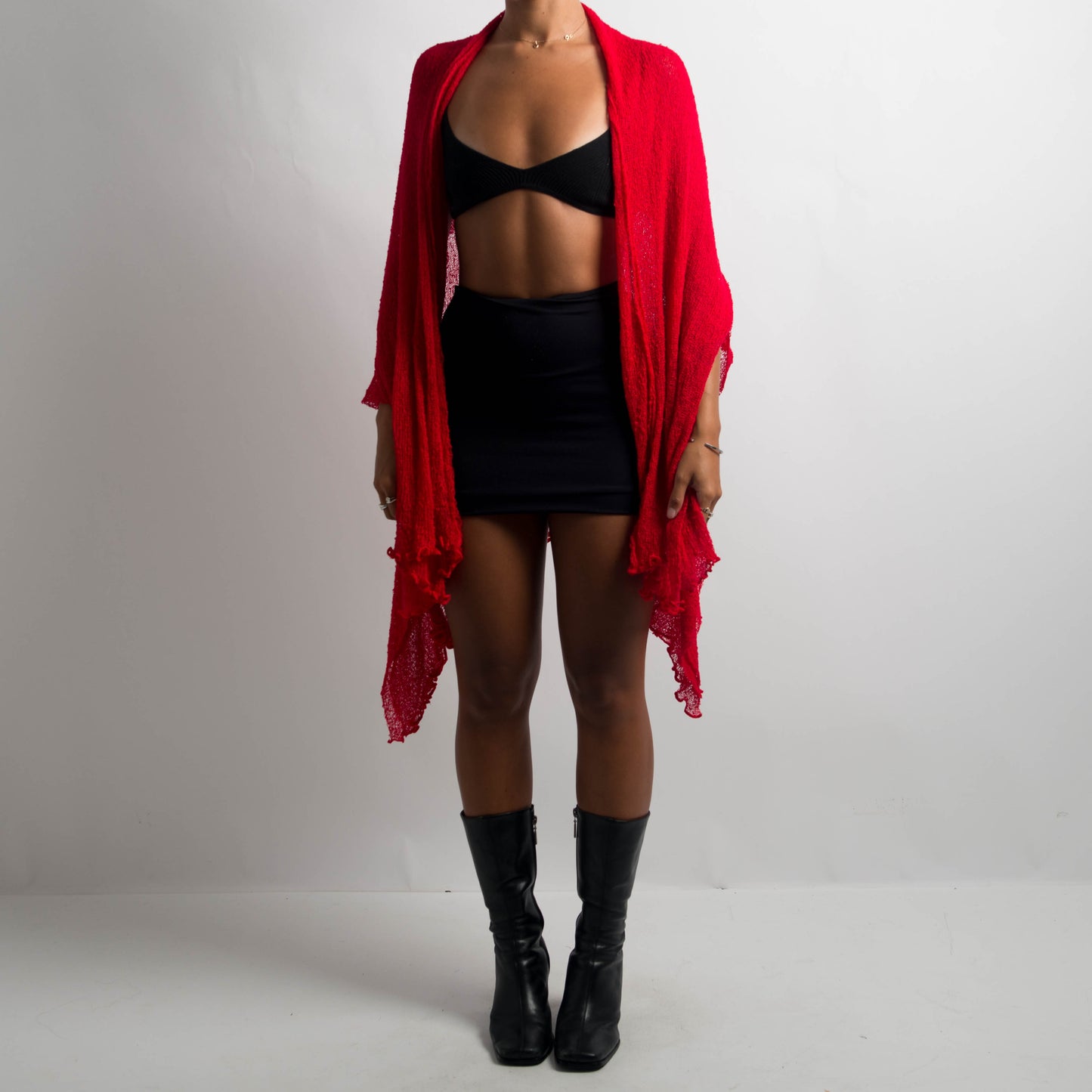 RED WOVEN CARDIGAN