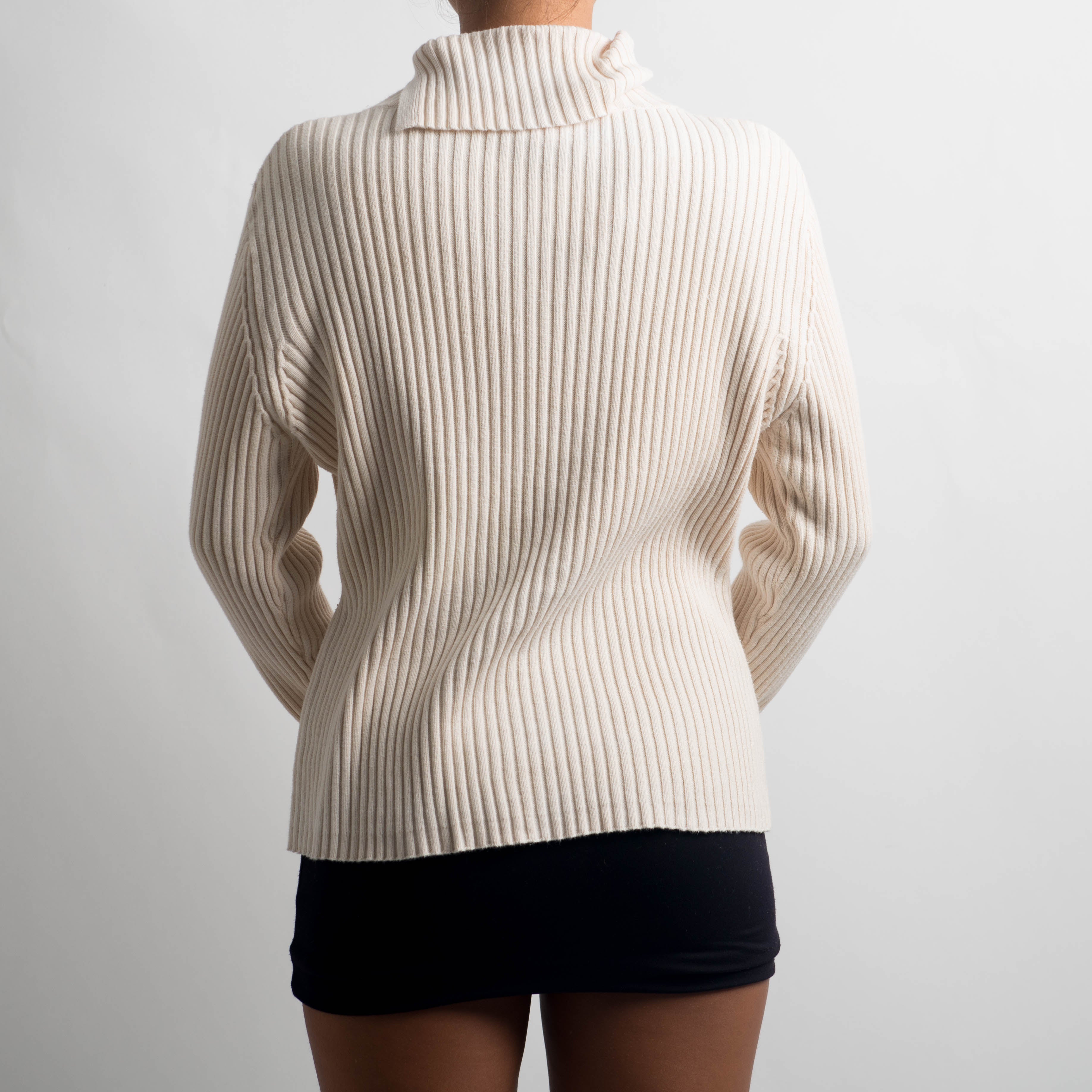 BEIGE RIB TURTLENECK TOP