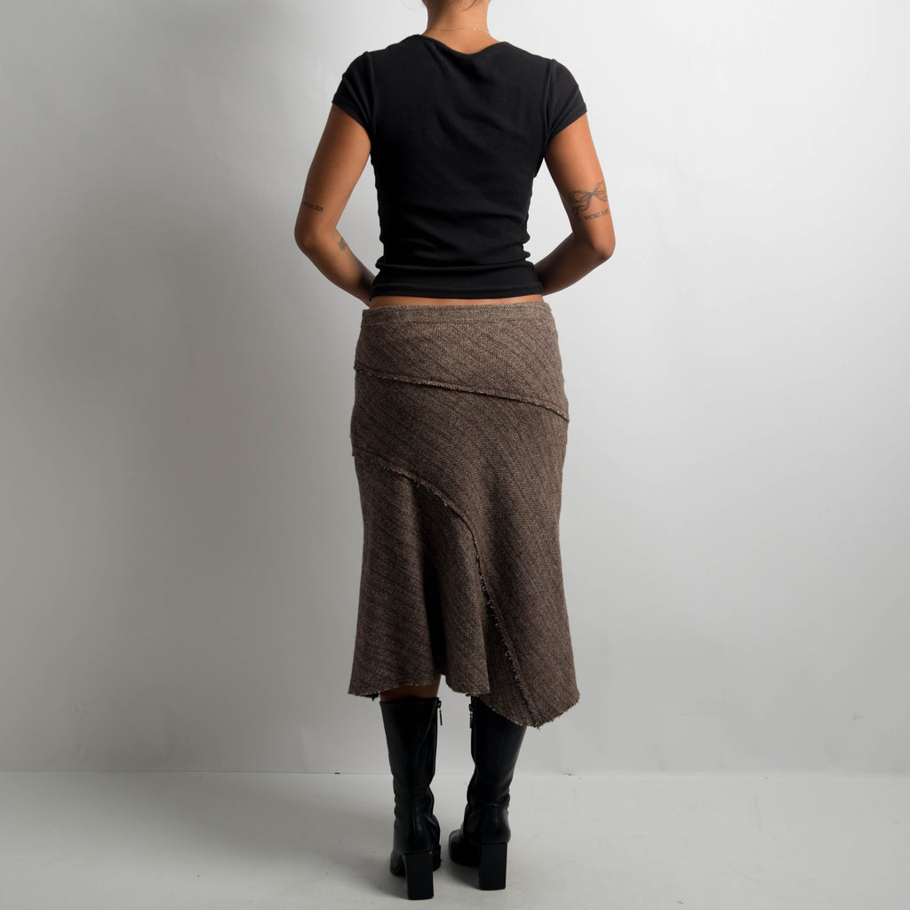 BROWN WOOL MIDI SKIRT