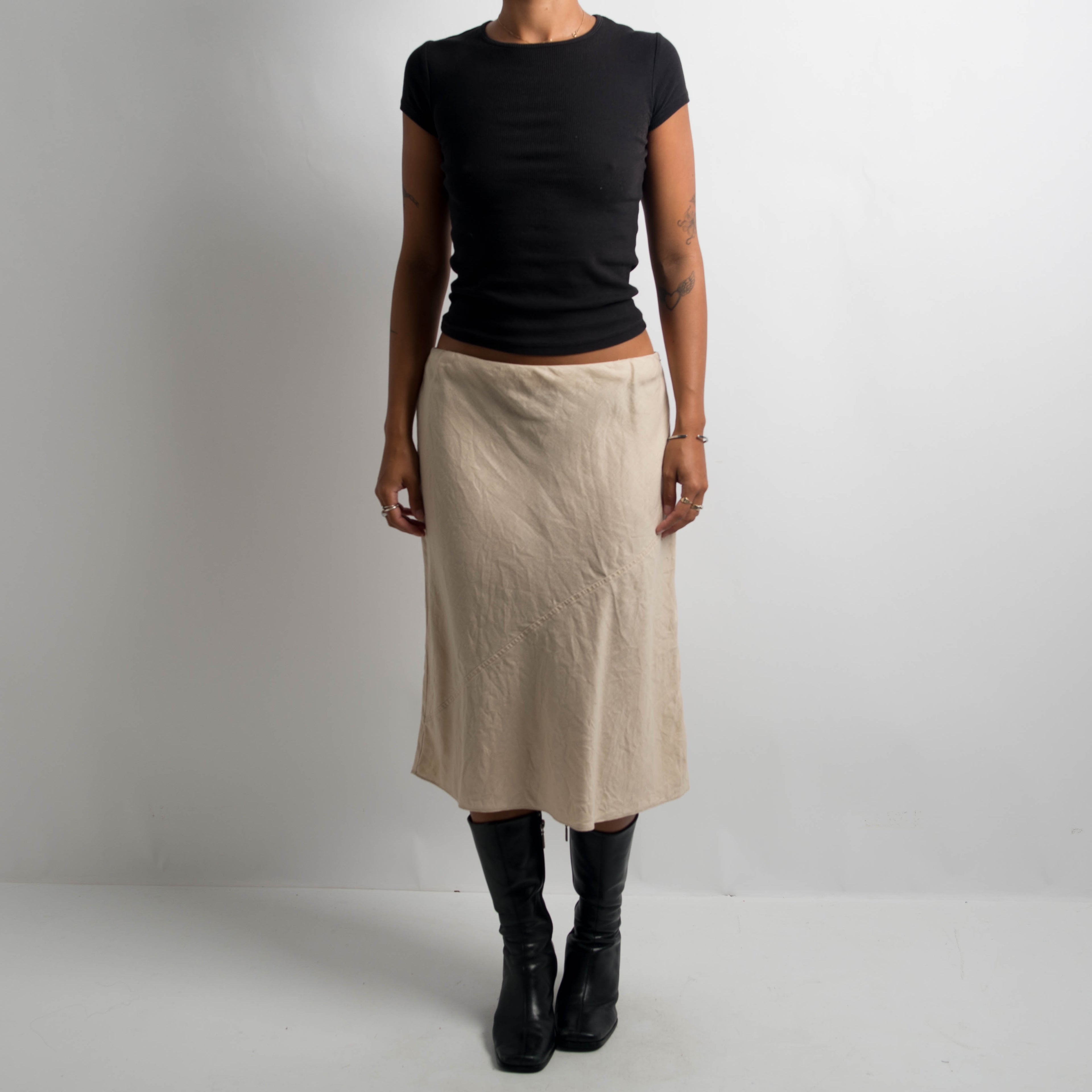 CREAM LINEN MIDI SKIRT