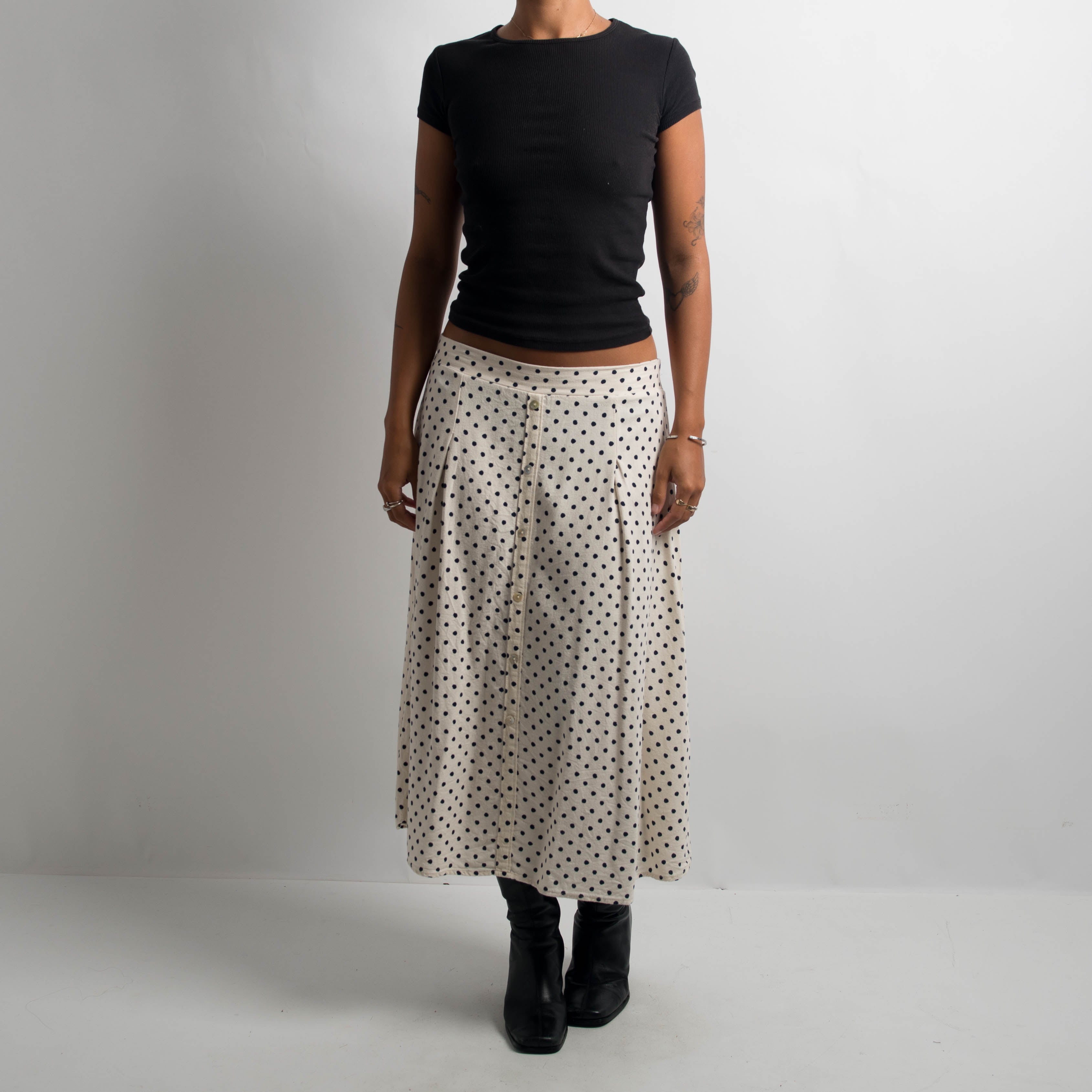 CREAM POLKA DOT SKIRT