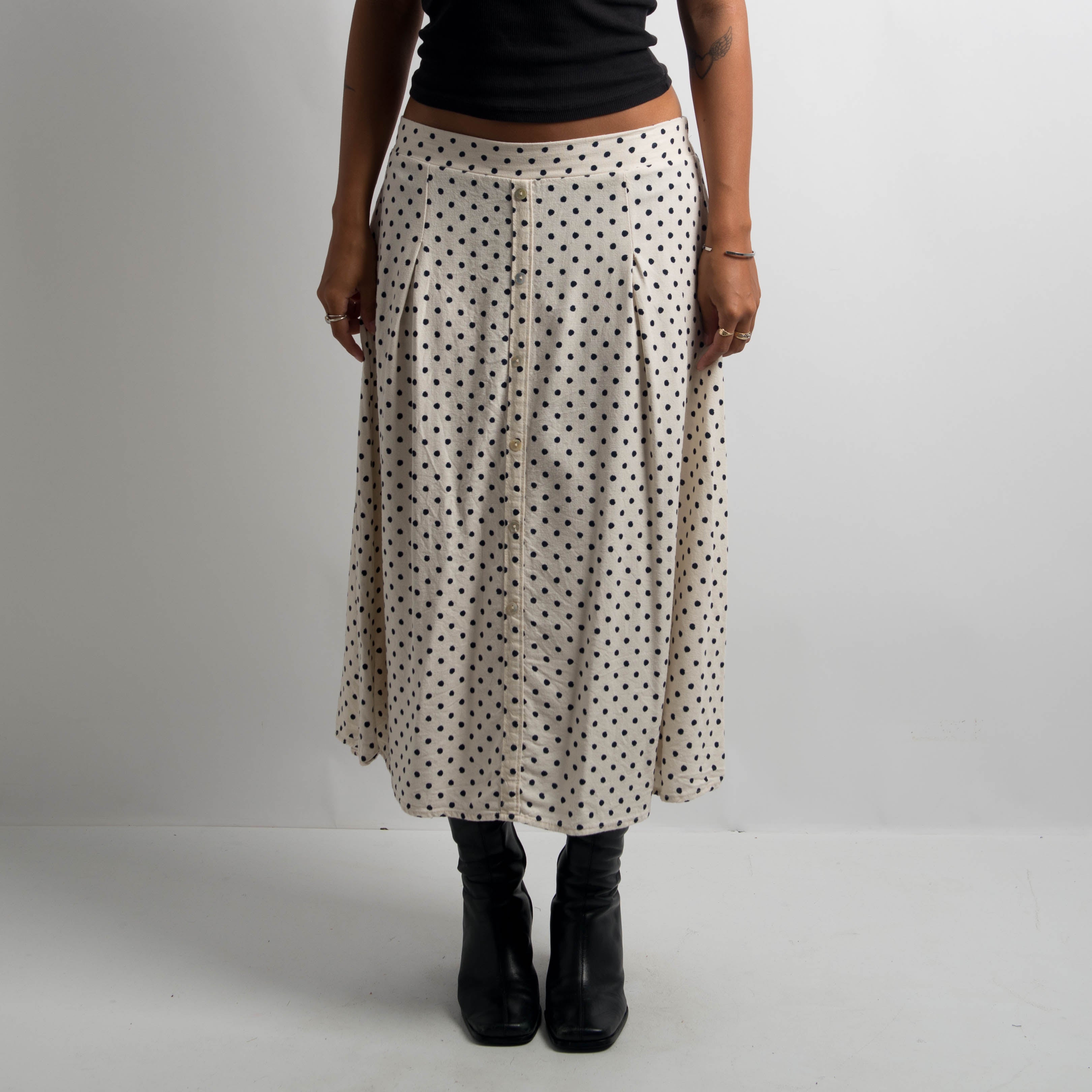 CREAM POLKA DOT SKIRT