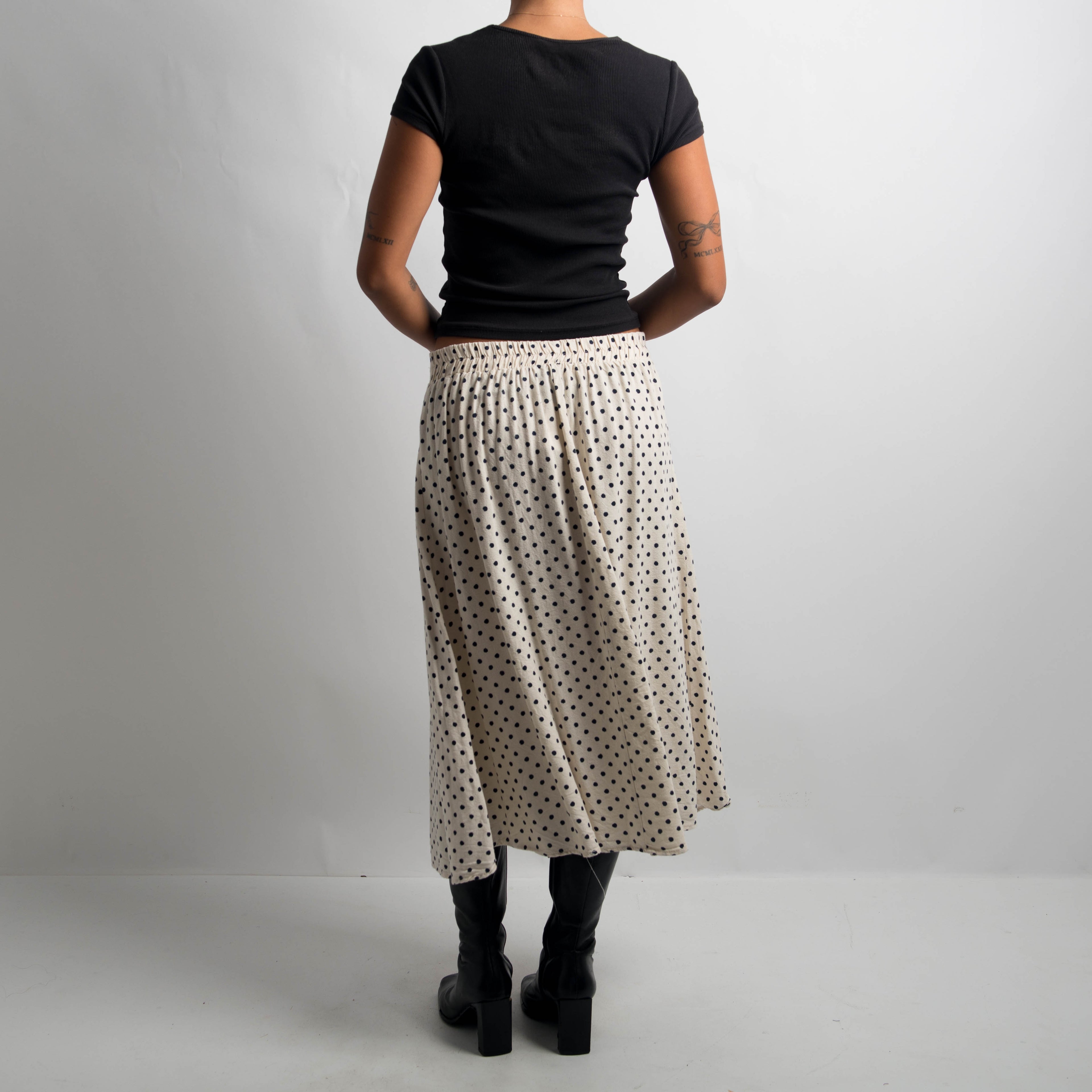 CREAM POLKA DOT SKIRT