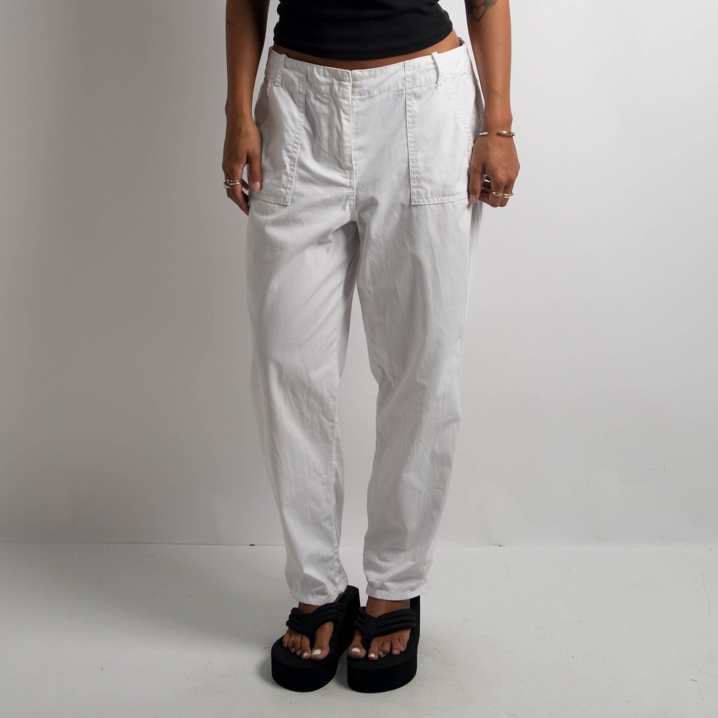WHITE SLIM FIT TROUSERS