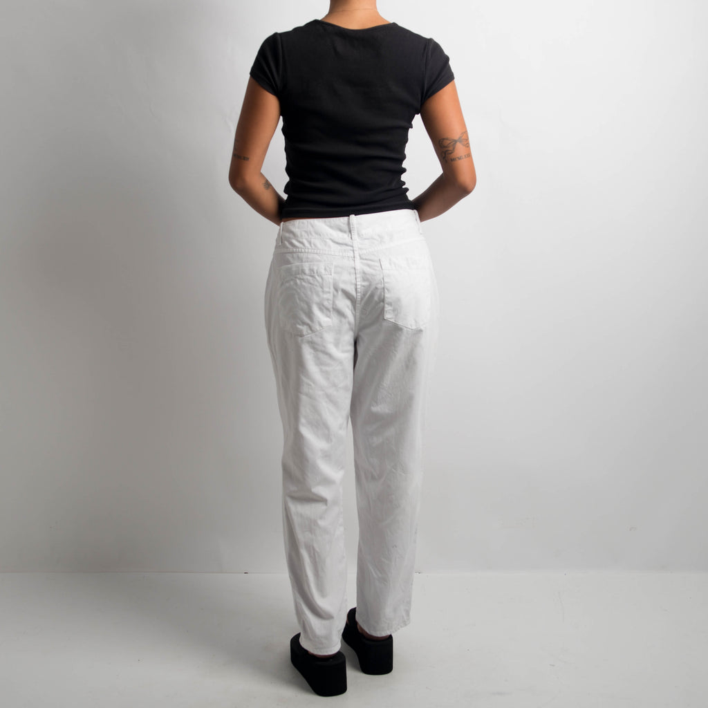 WHITE SLIM FIT TROUSERS
