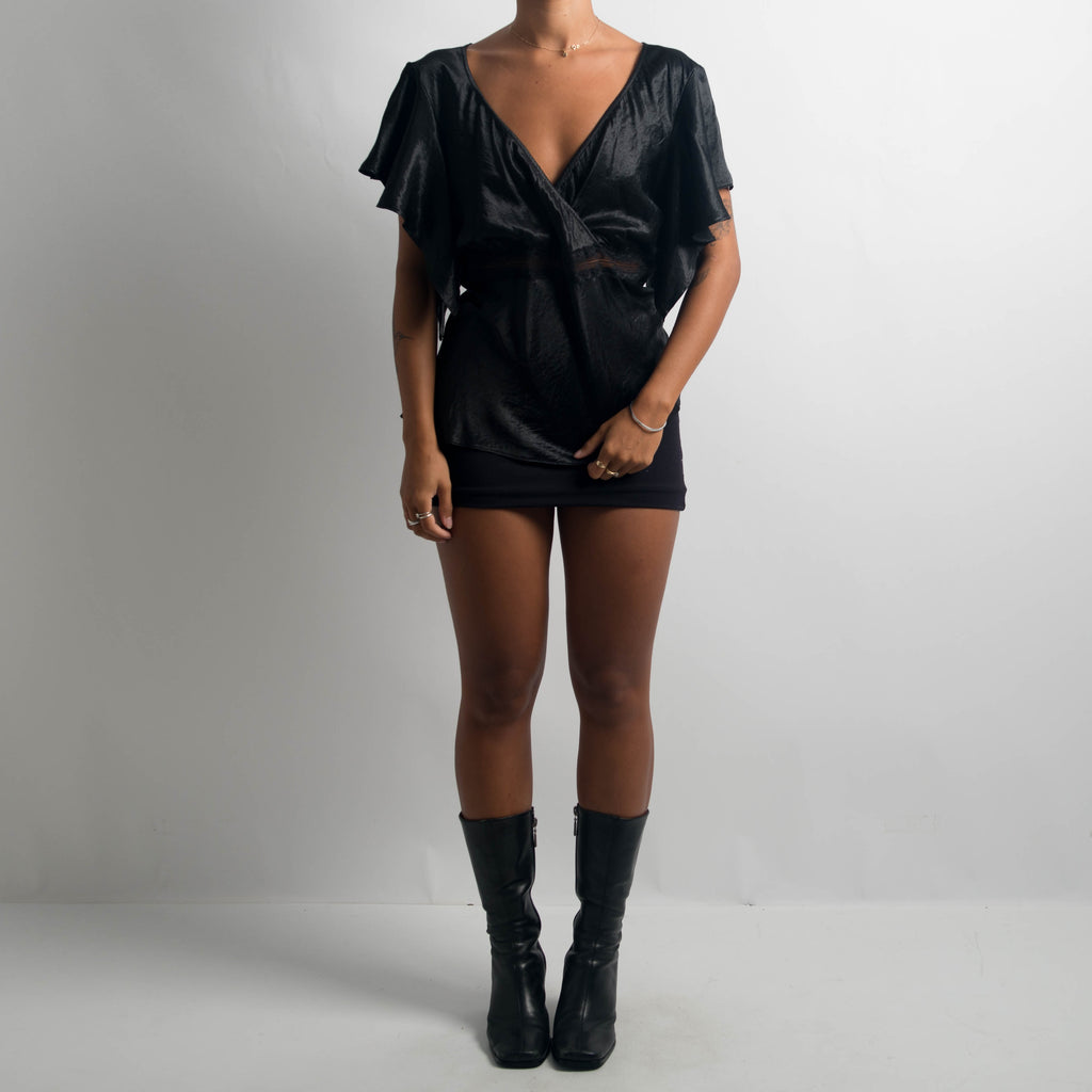 BLACK SATIN BLOUSE