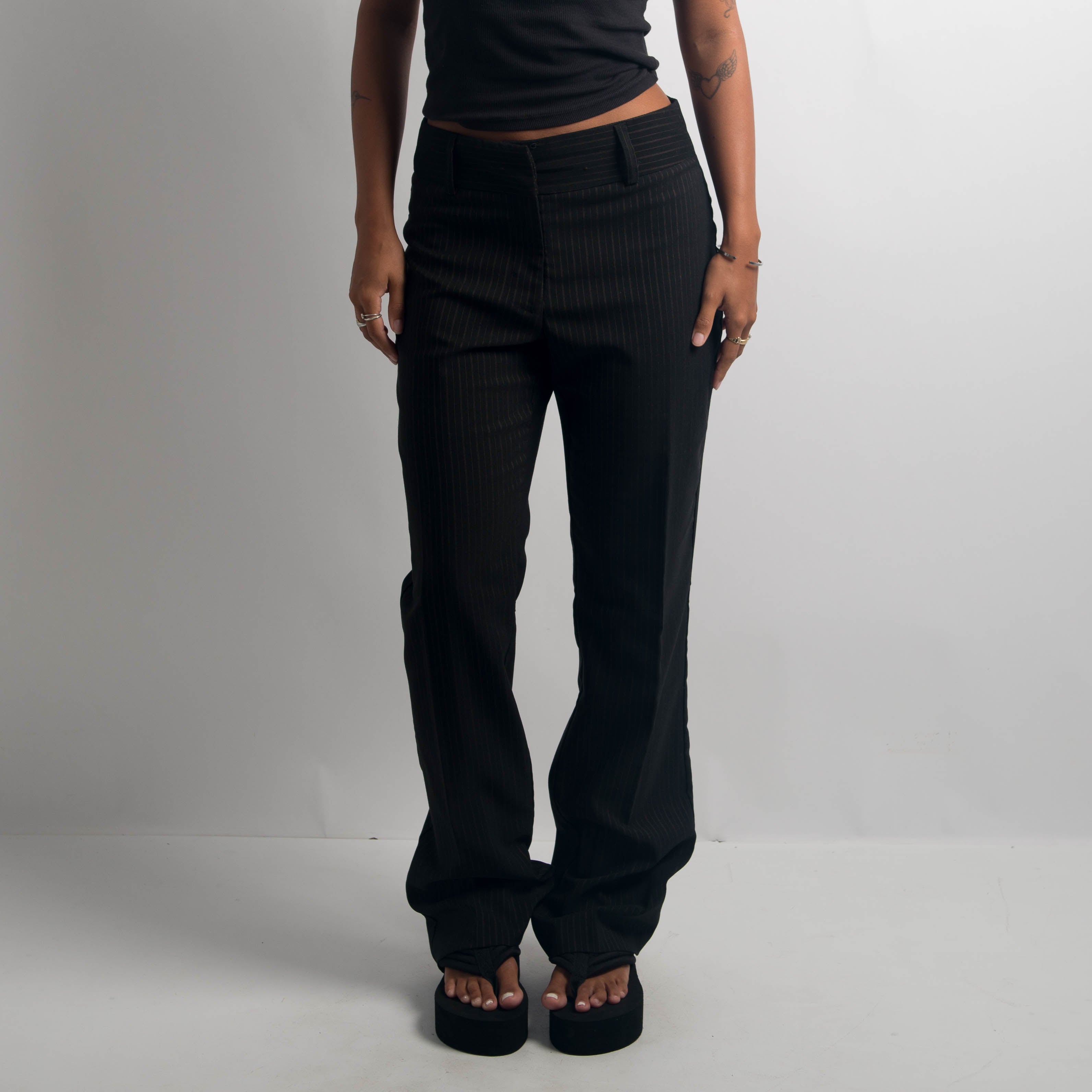 BLACK PINSTRIPE TROUSERS