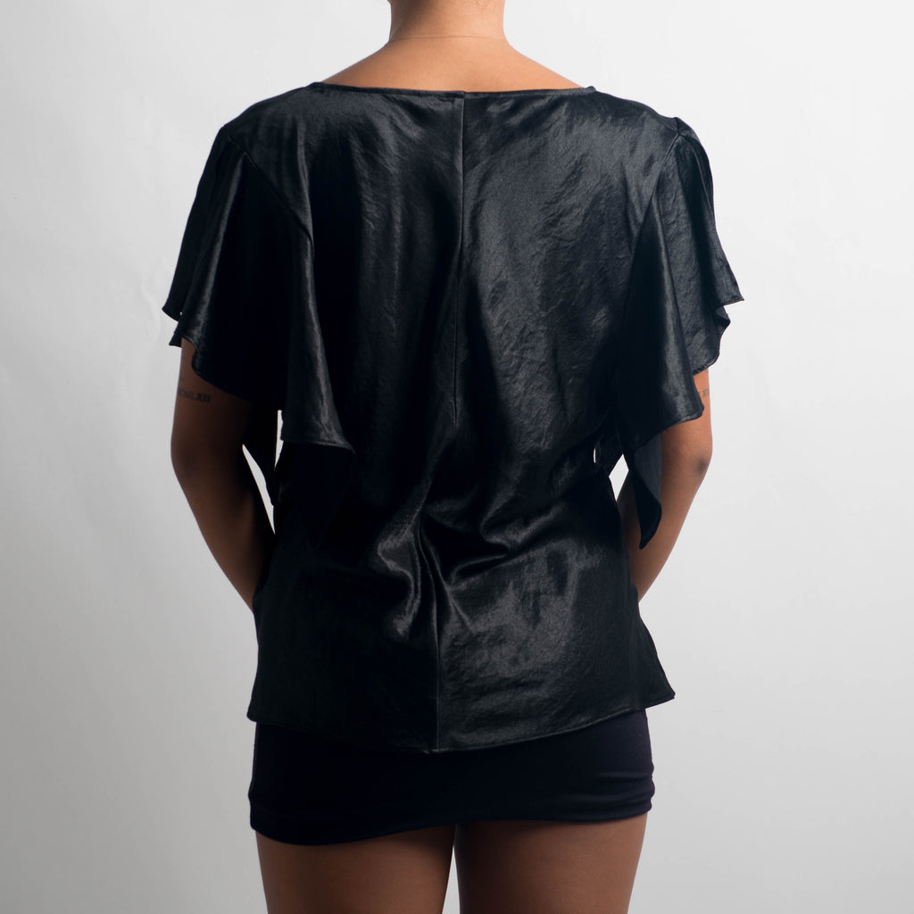 BLACK SATIN BLOUSE