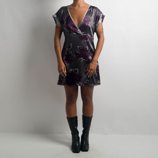 FLORAL SATIN MINI DRESS