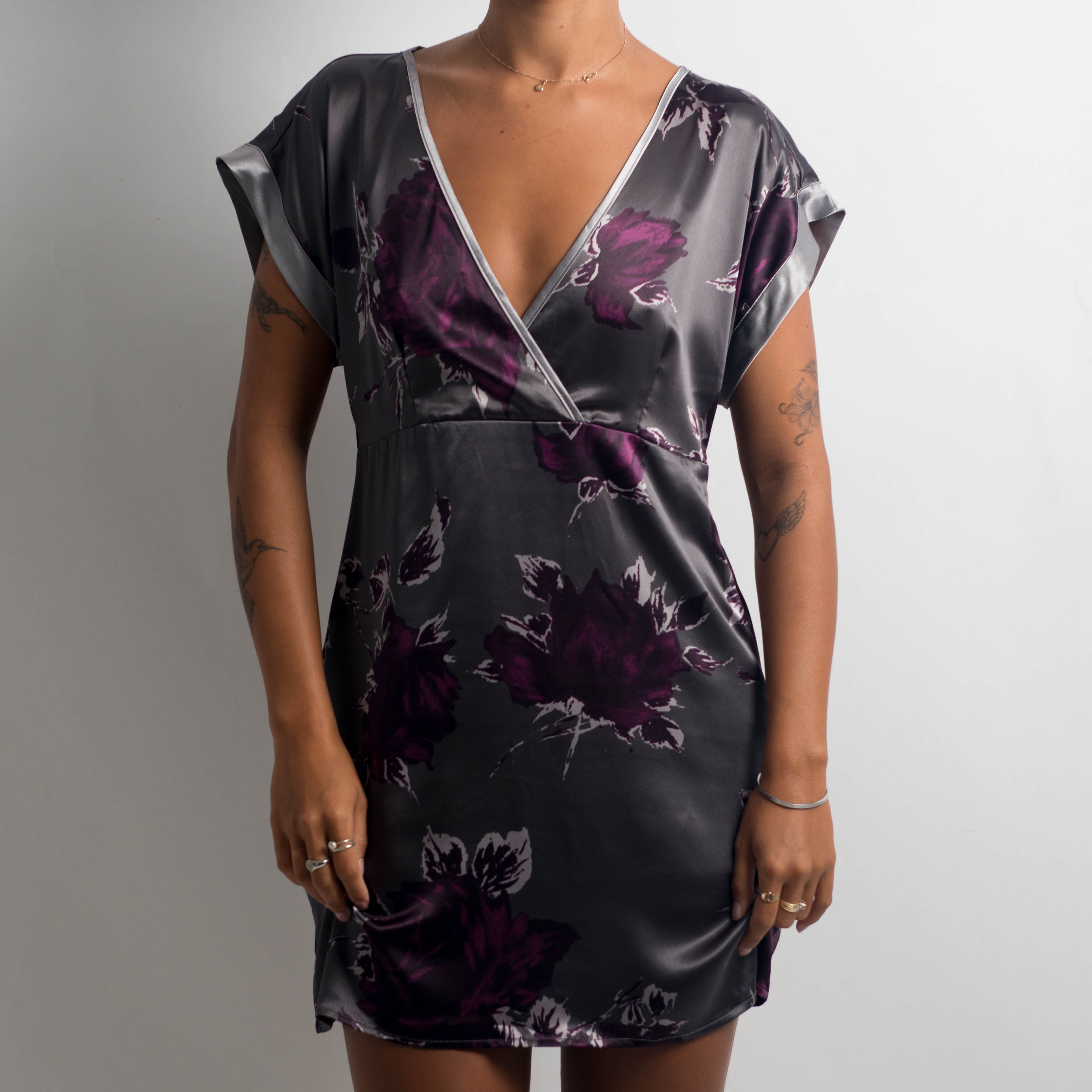 FLORAL SATIN MINI DRESS