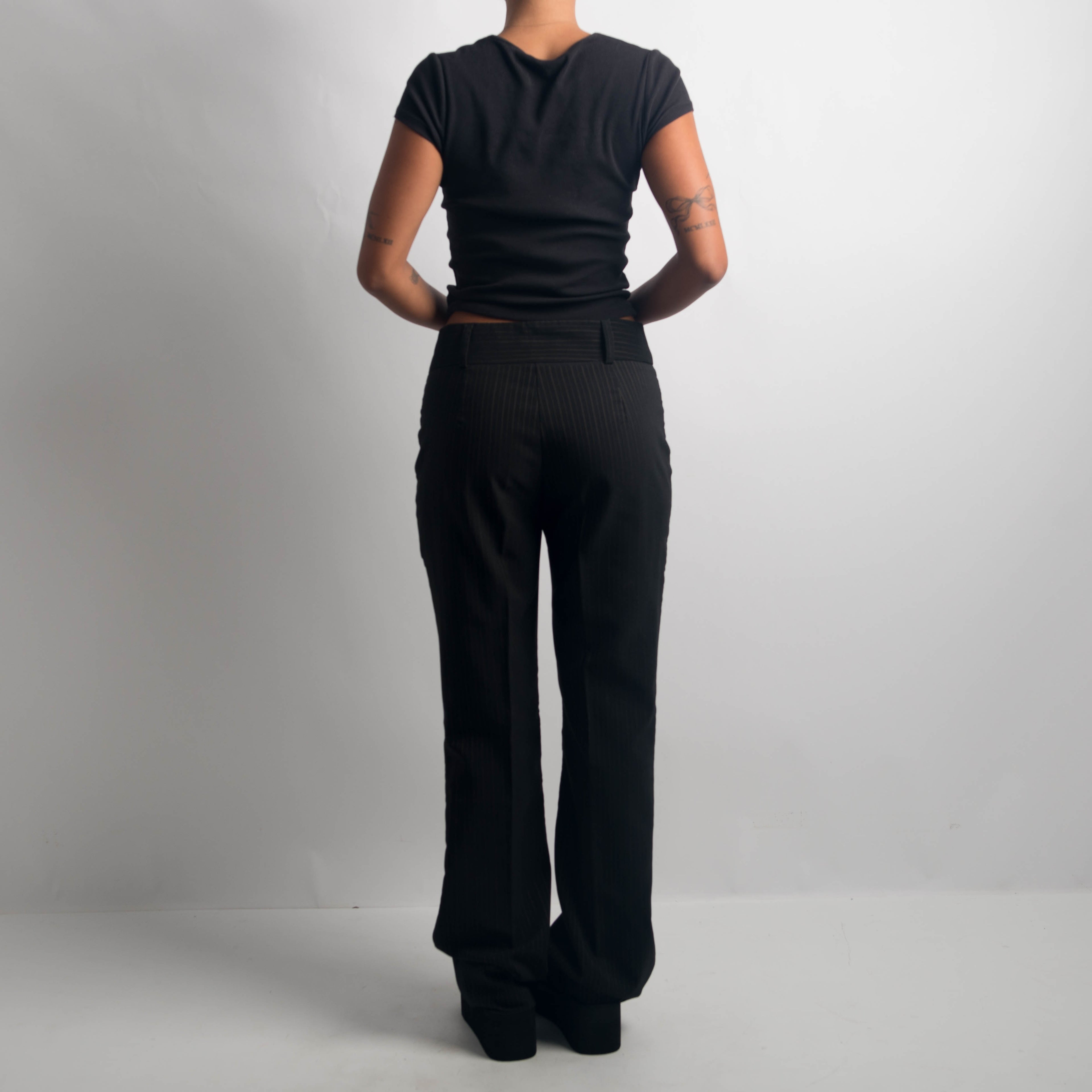 BLACK PINSTRIPE TROUSERS