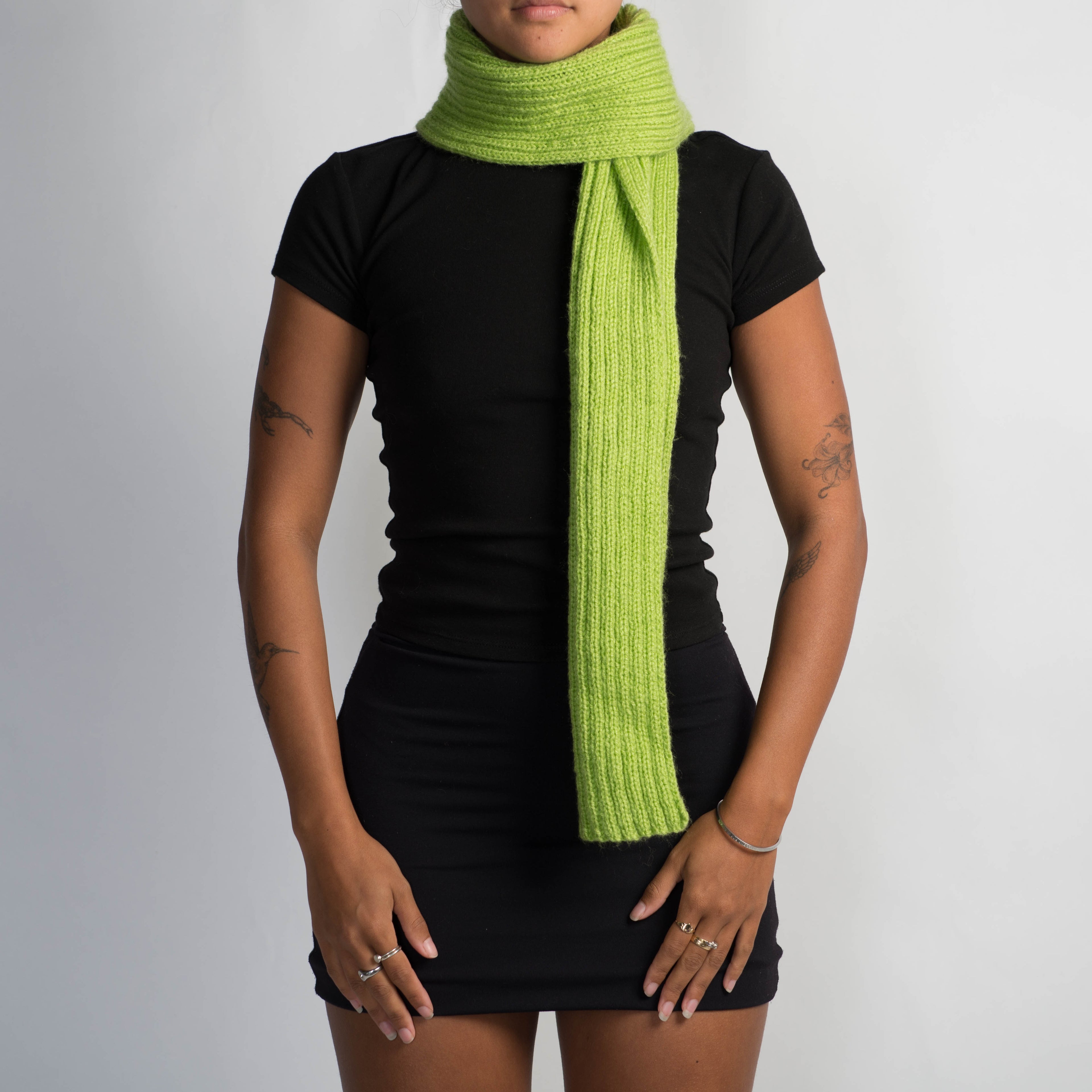 LIME GREEN KNIT SCARF