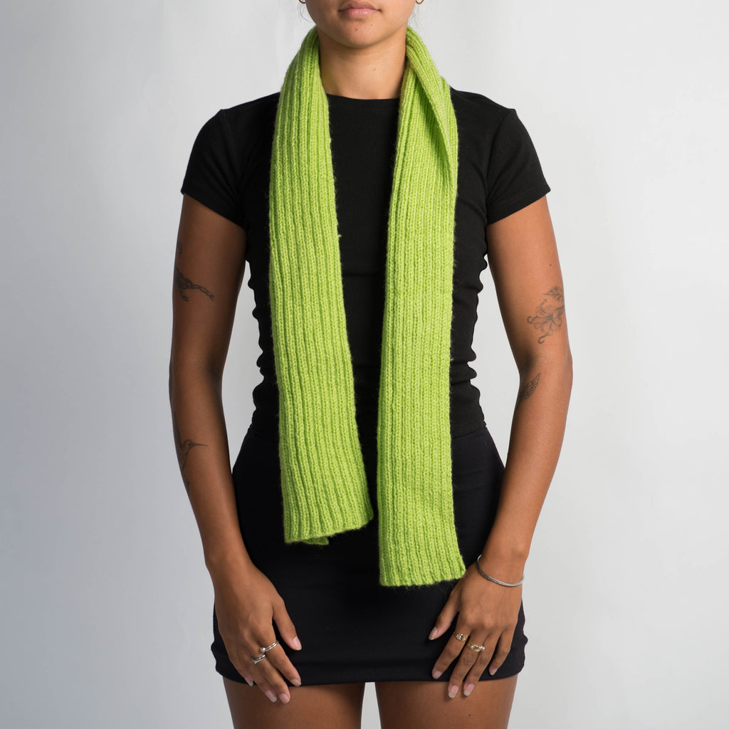 LIME GREEN KNIT SCARF