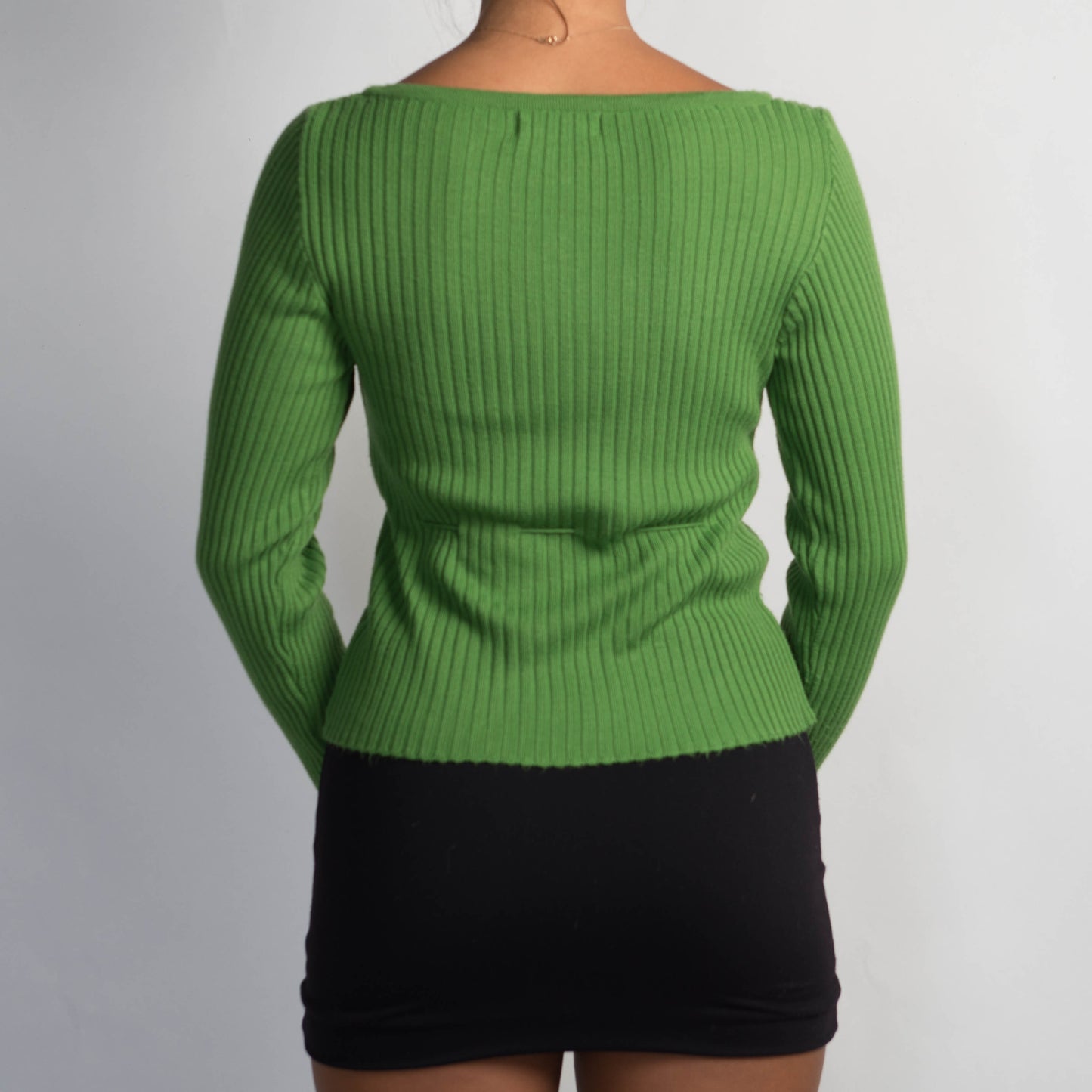 GREEN DRAWSTRING CARDIGAN