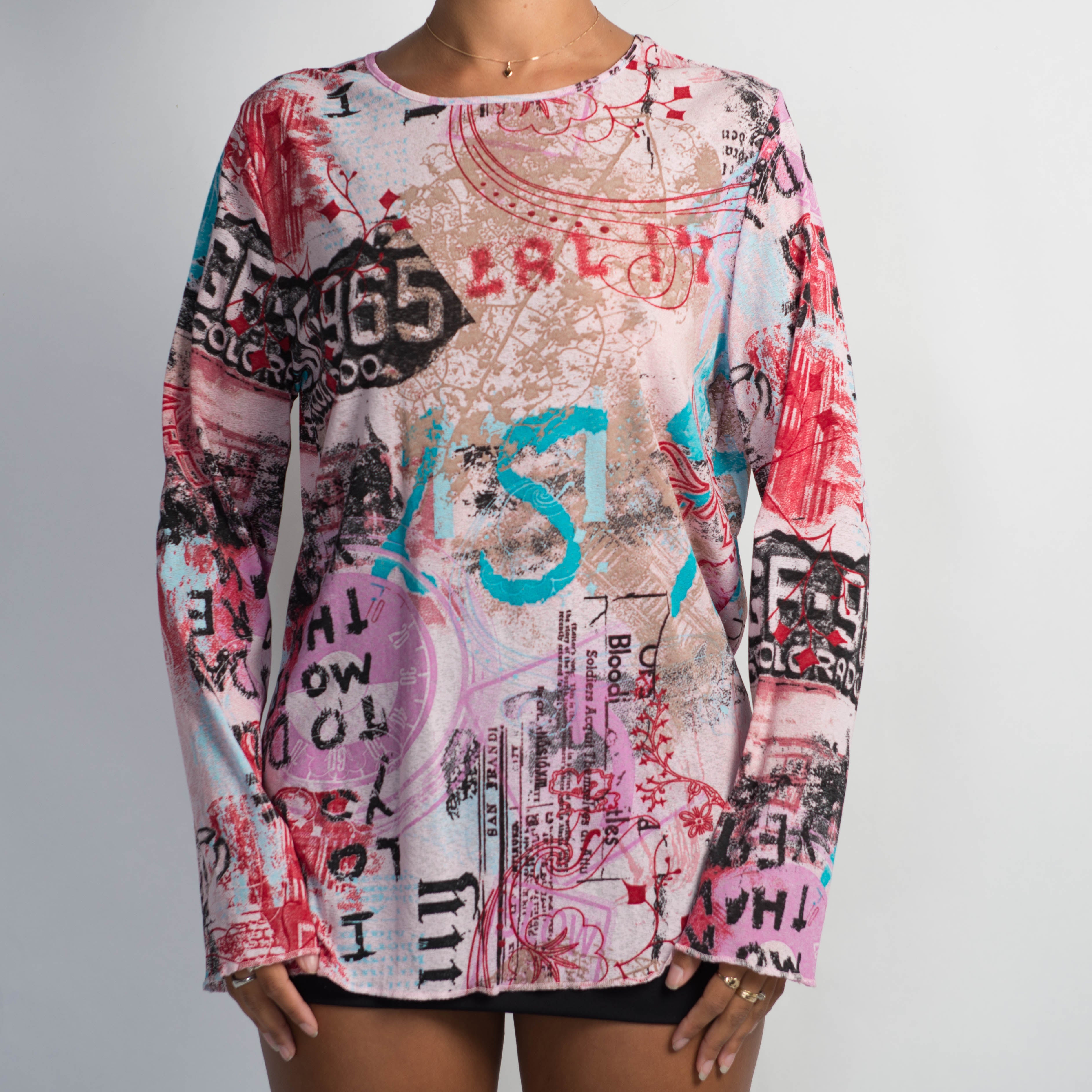 PINK MESH LONG SLEEVE TOP