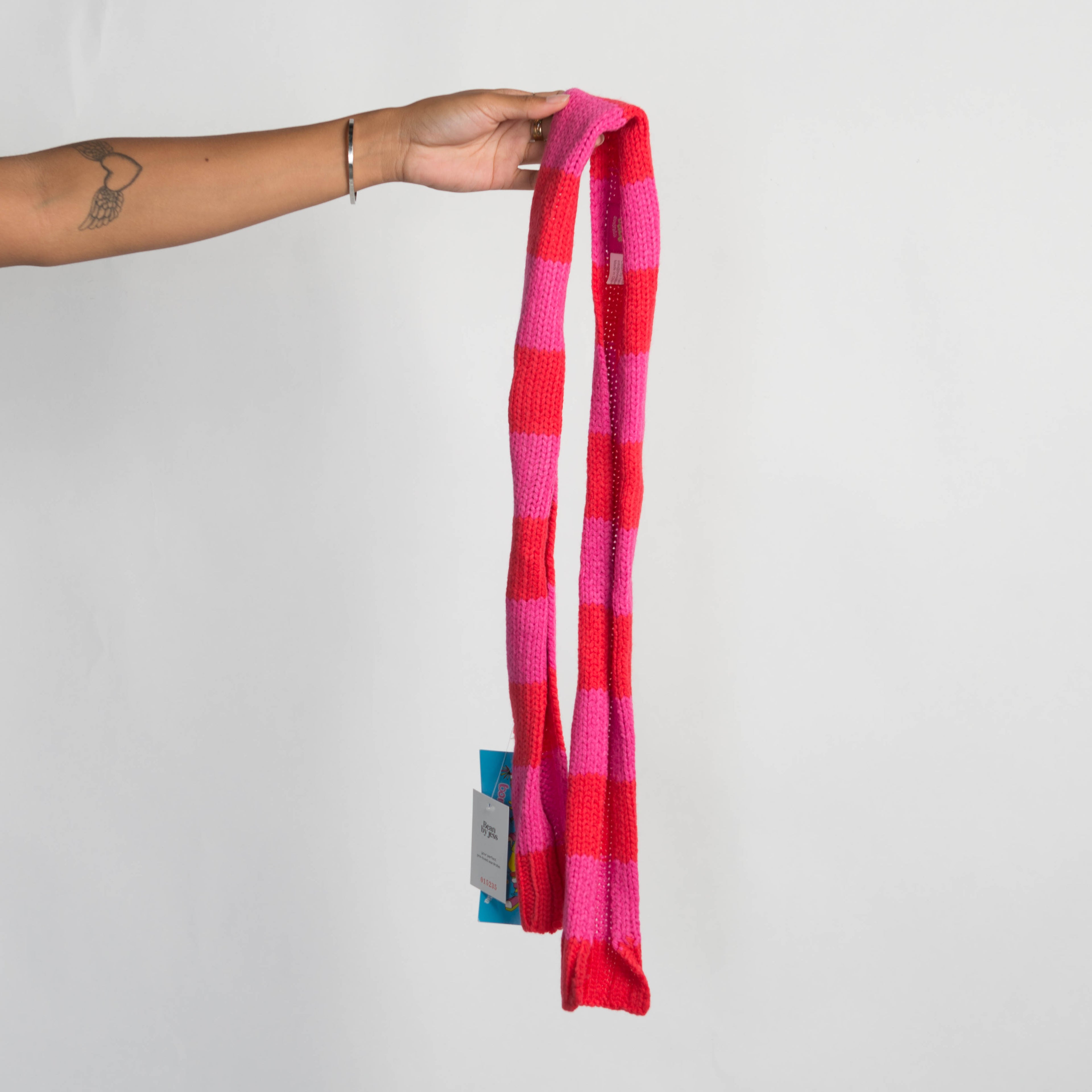 PINK STRIPE SKINNY SCARF