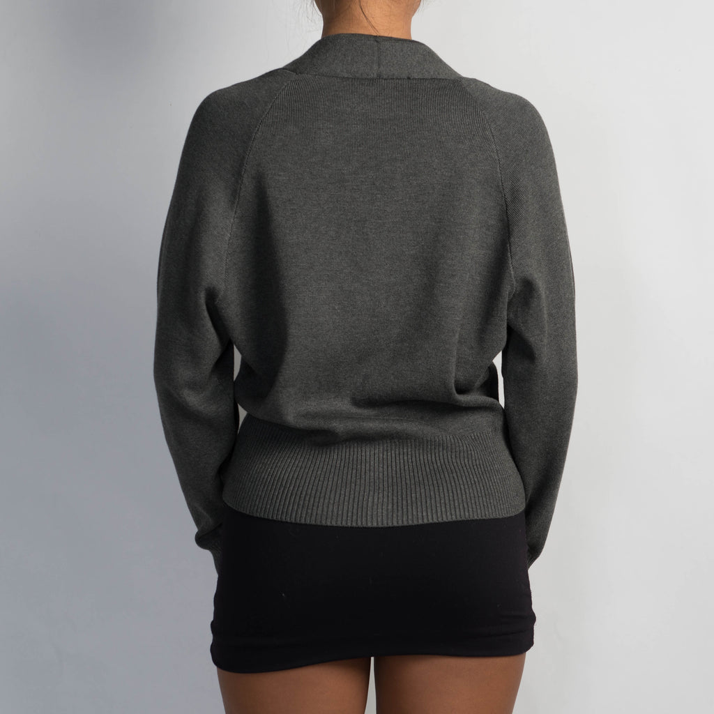 CHARCOAL BUTTON CARDIGAN