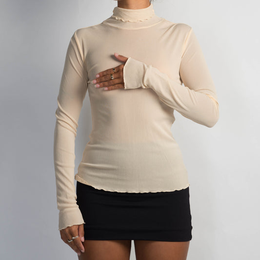 NUDE SHEER LONG SLEEVE TOP