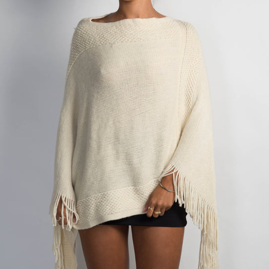 CREAM KNIT PONCHO