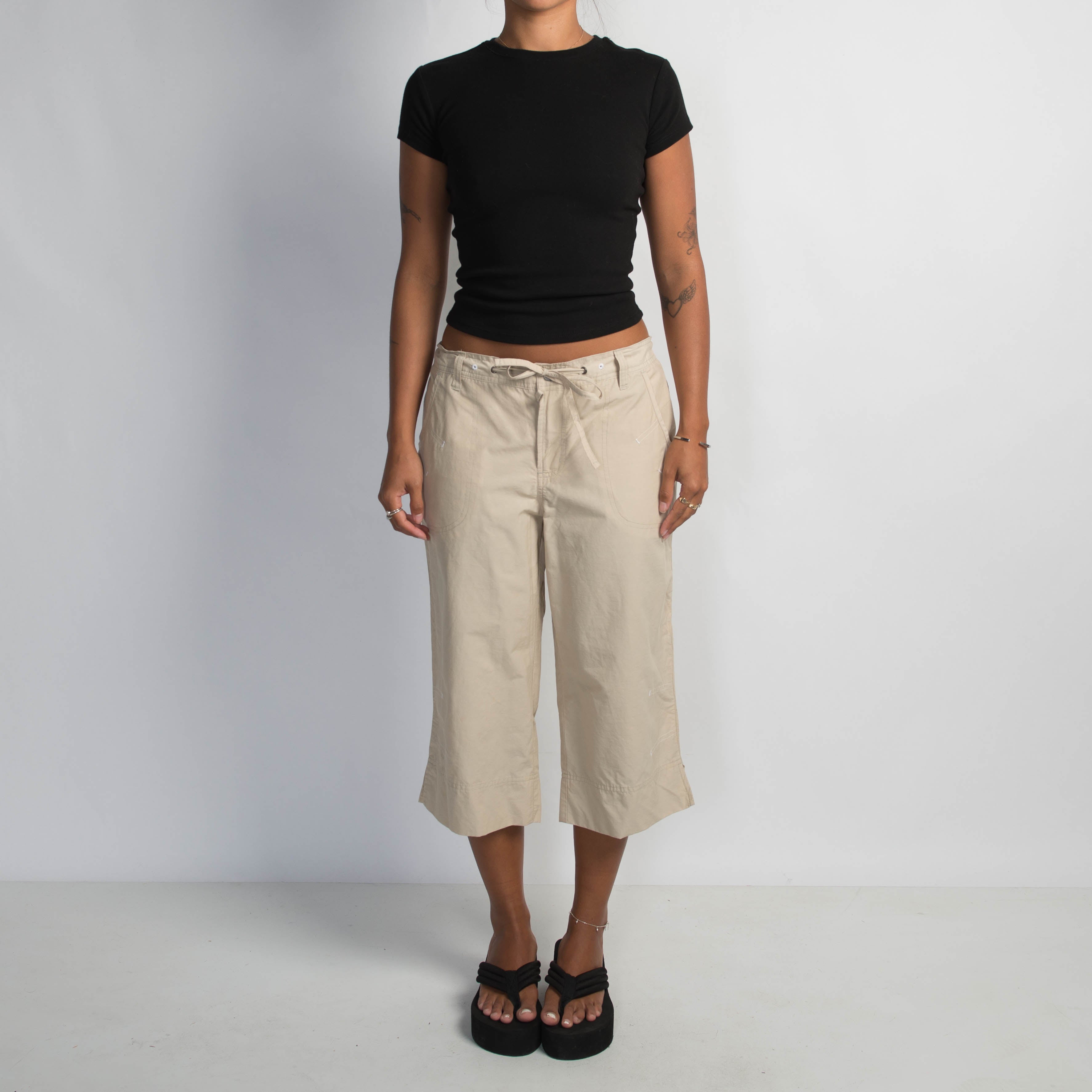 CREAM CROP TROUSERS
