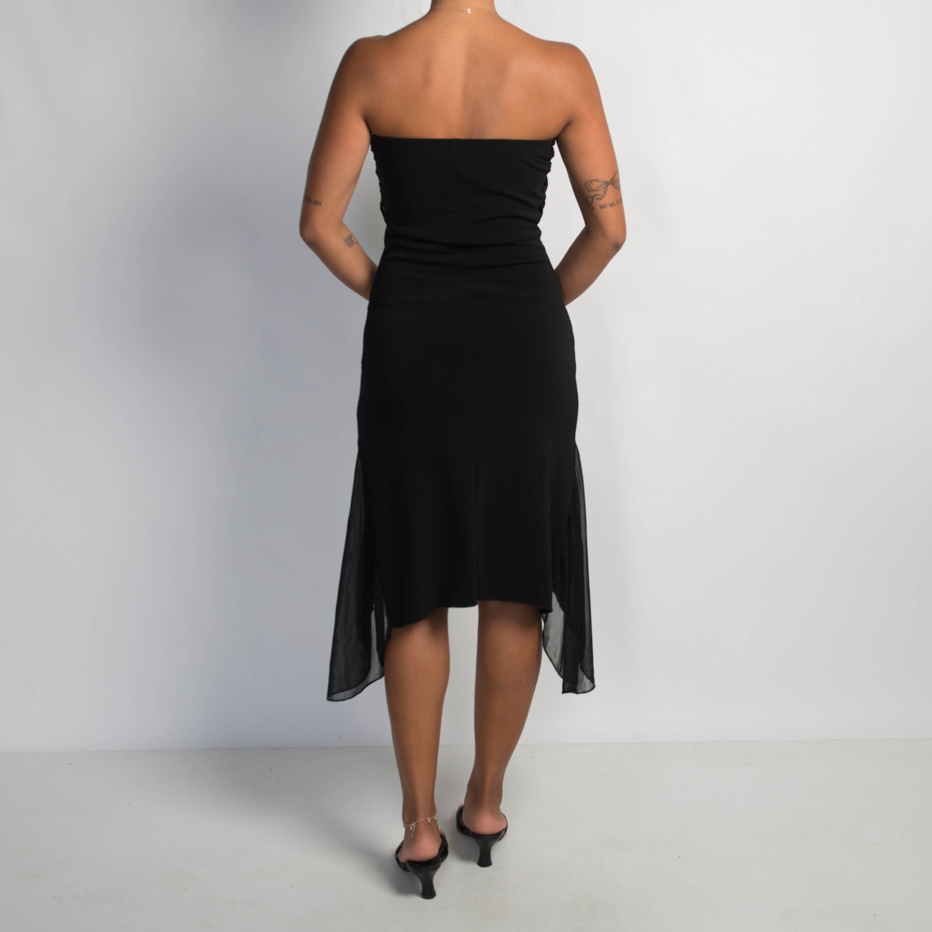 BLACK STRAPLESS EVENING DRESS