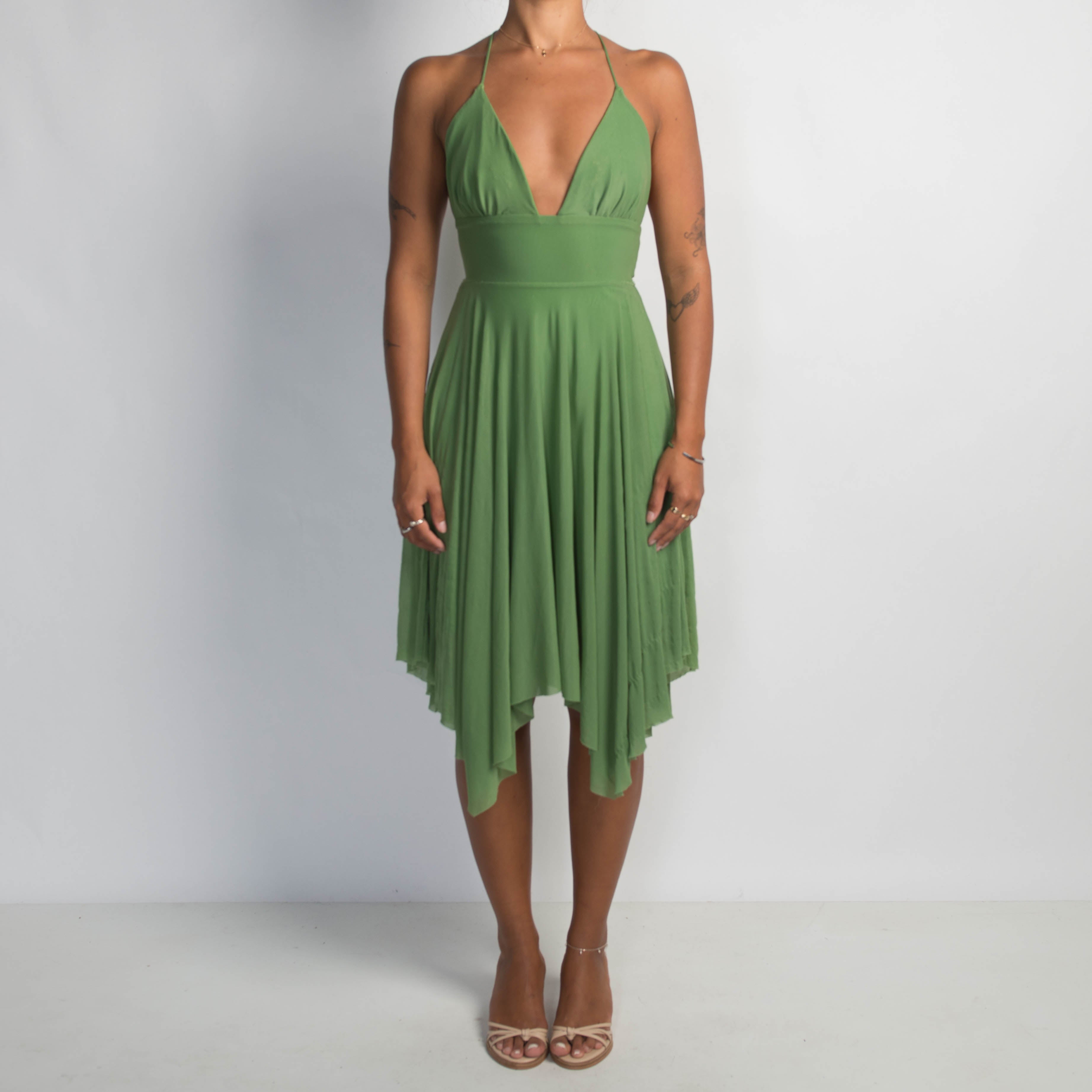 GREEN ASYMETRIC DRESS