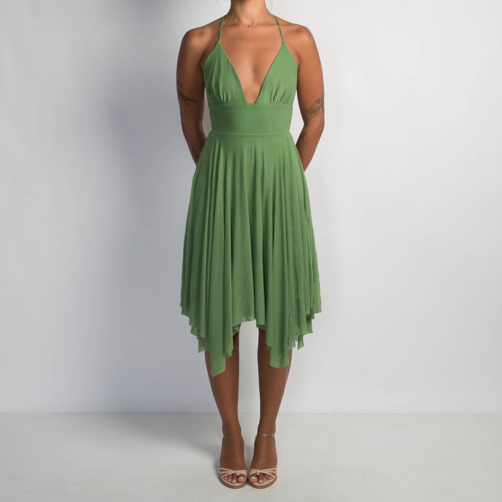 GREEN ASYMETRIC DRESS