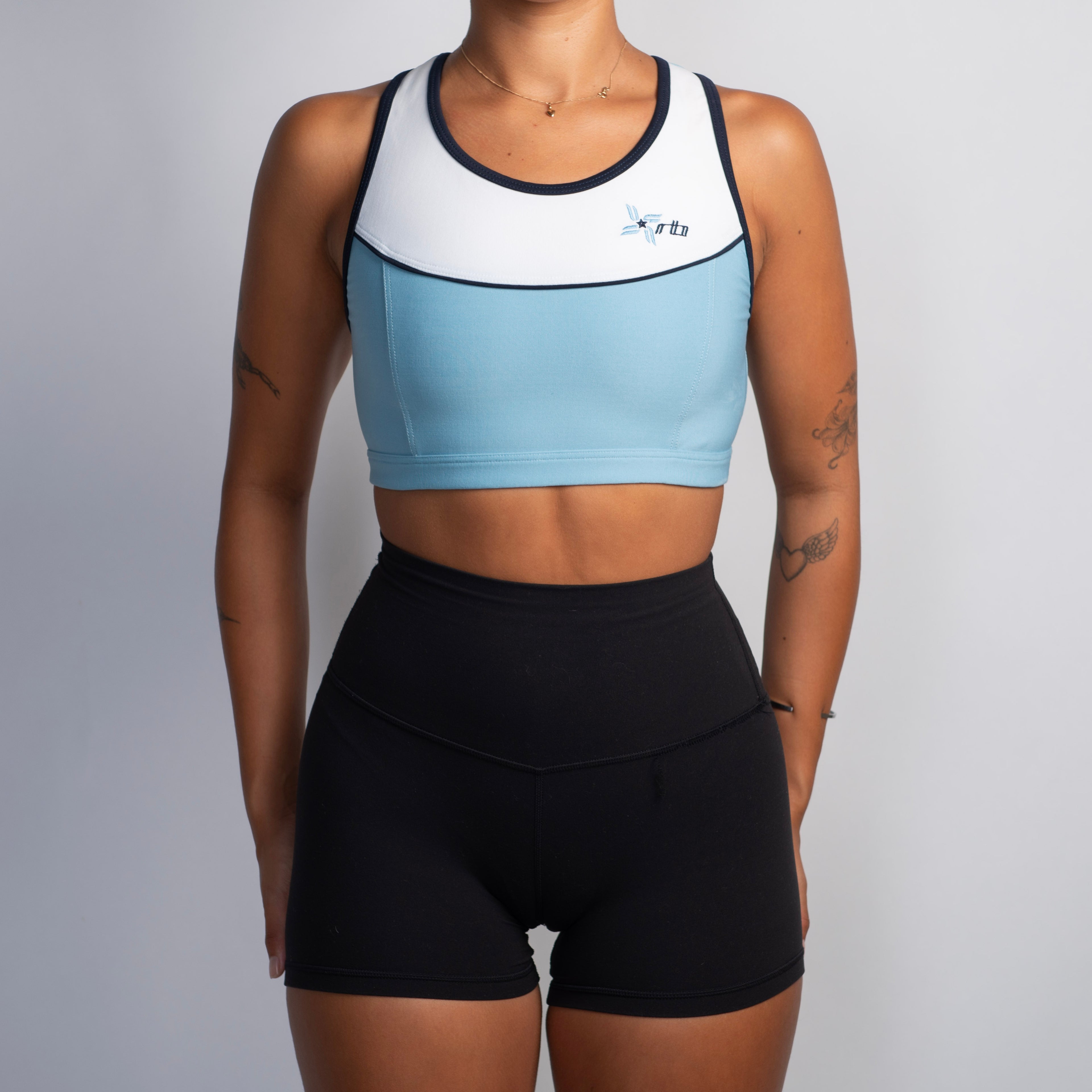 BLUE PANEL CROP TOP