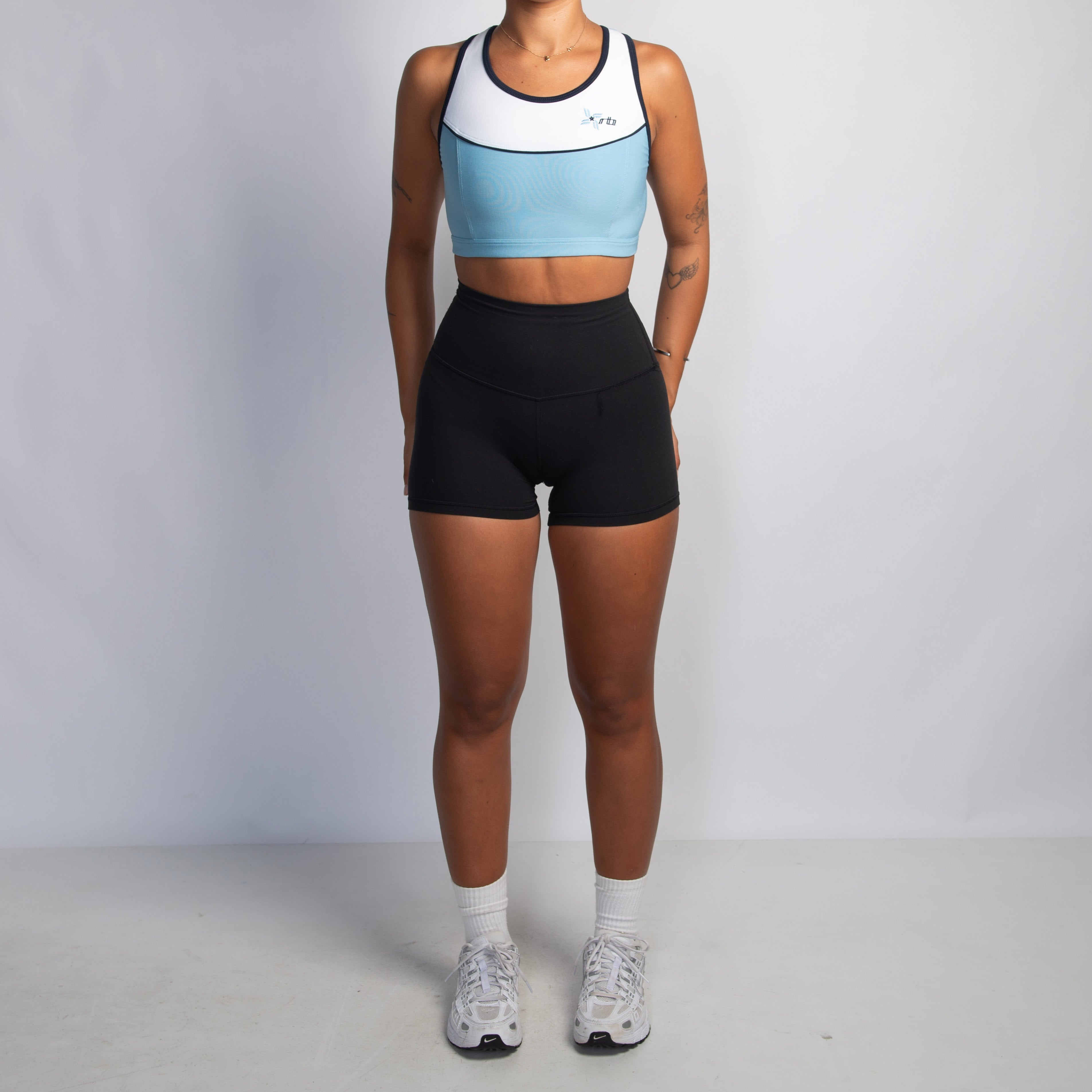 BLUE PANEL CROP TOP