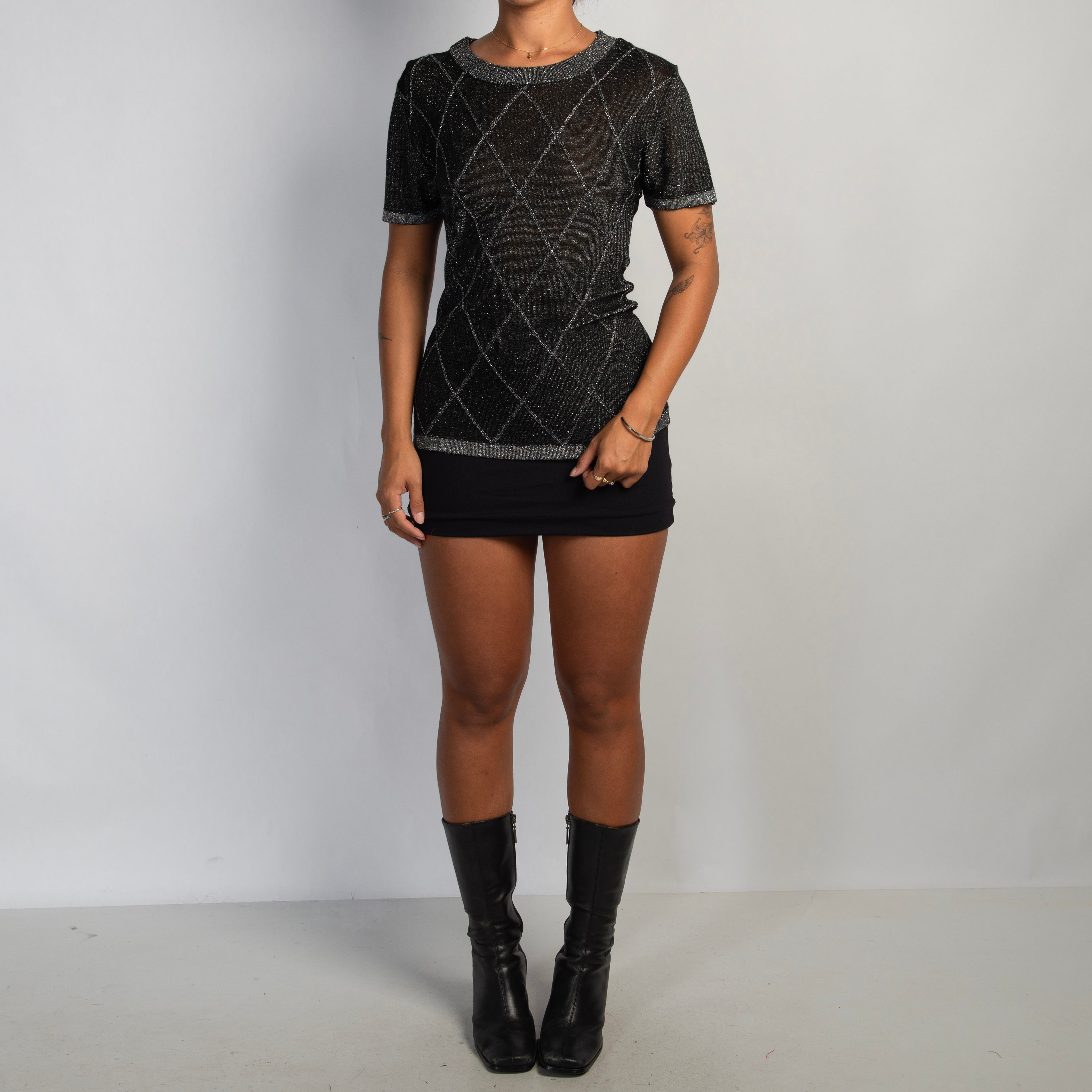 METALLIC KNIT TSHIRT