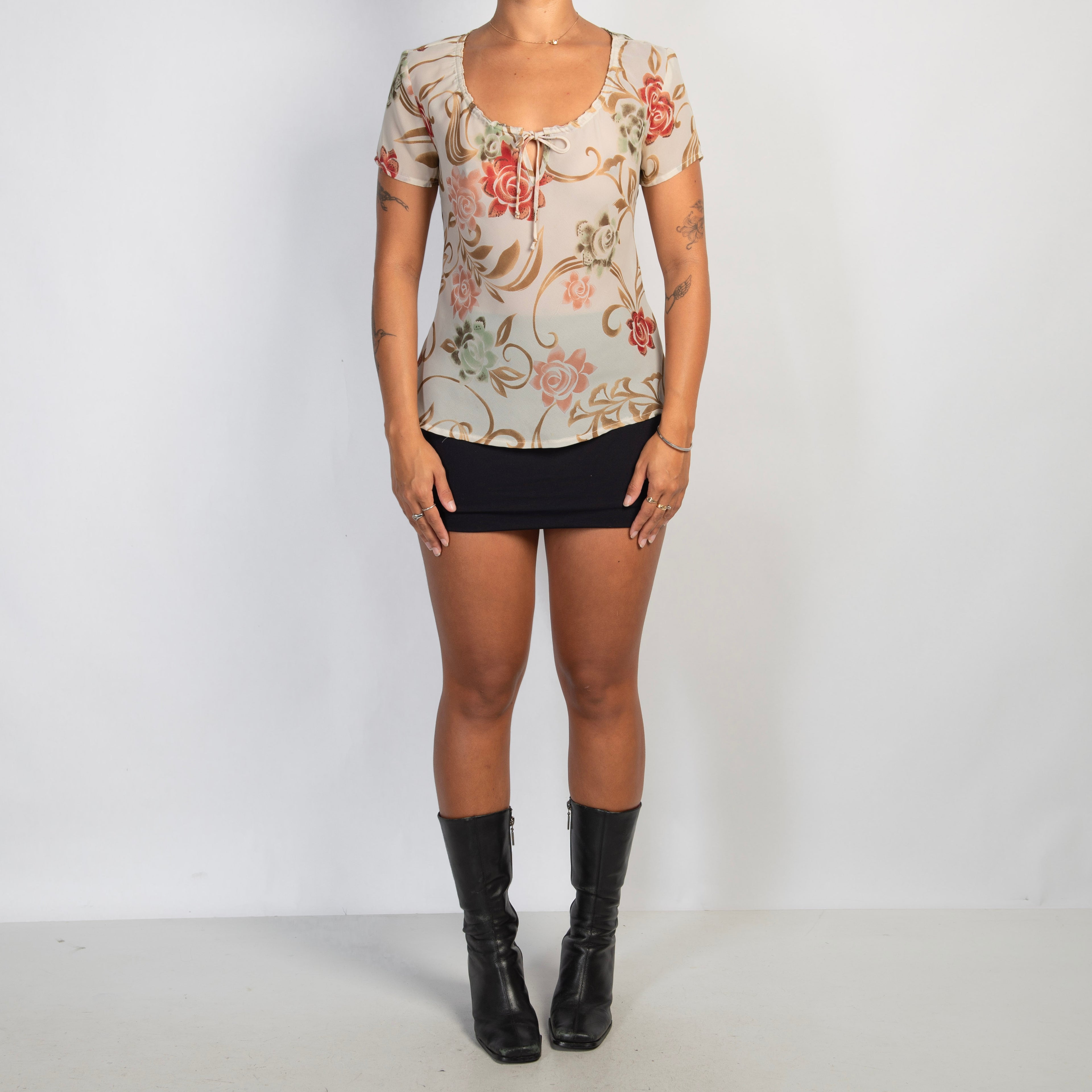 SHEER FLORAL BLOUSE