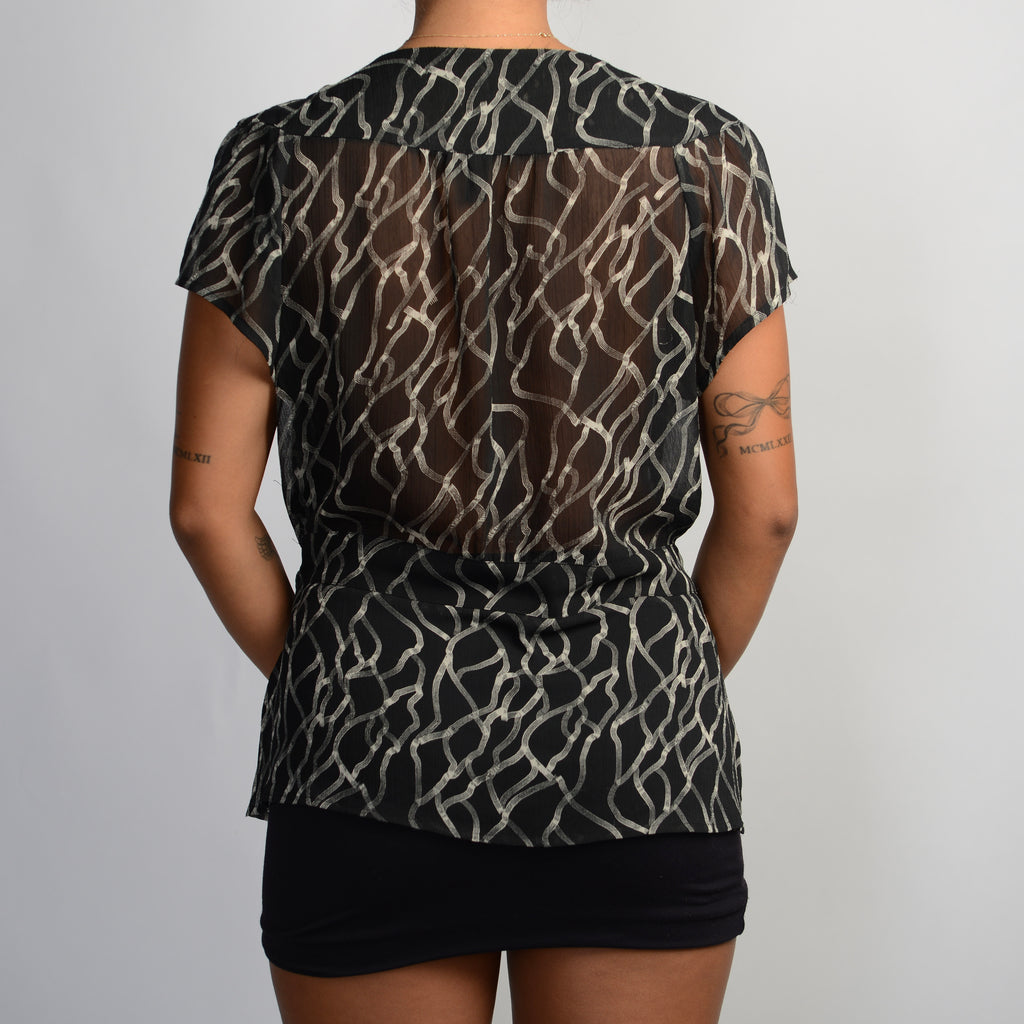 PATTERN FAUX WRAP TOP