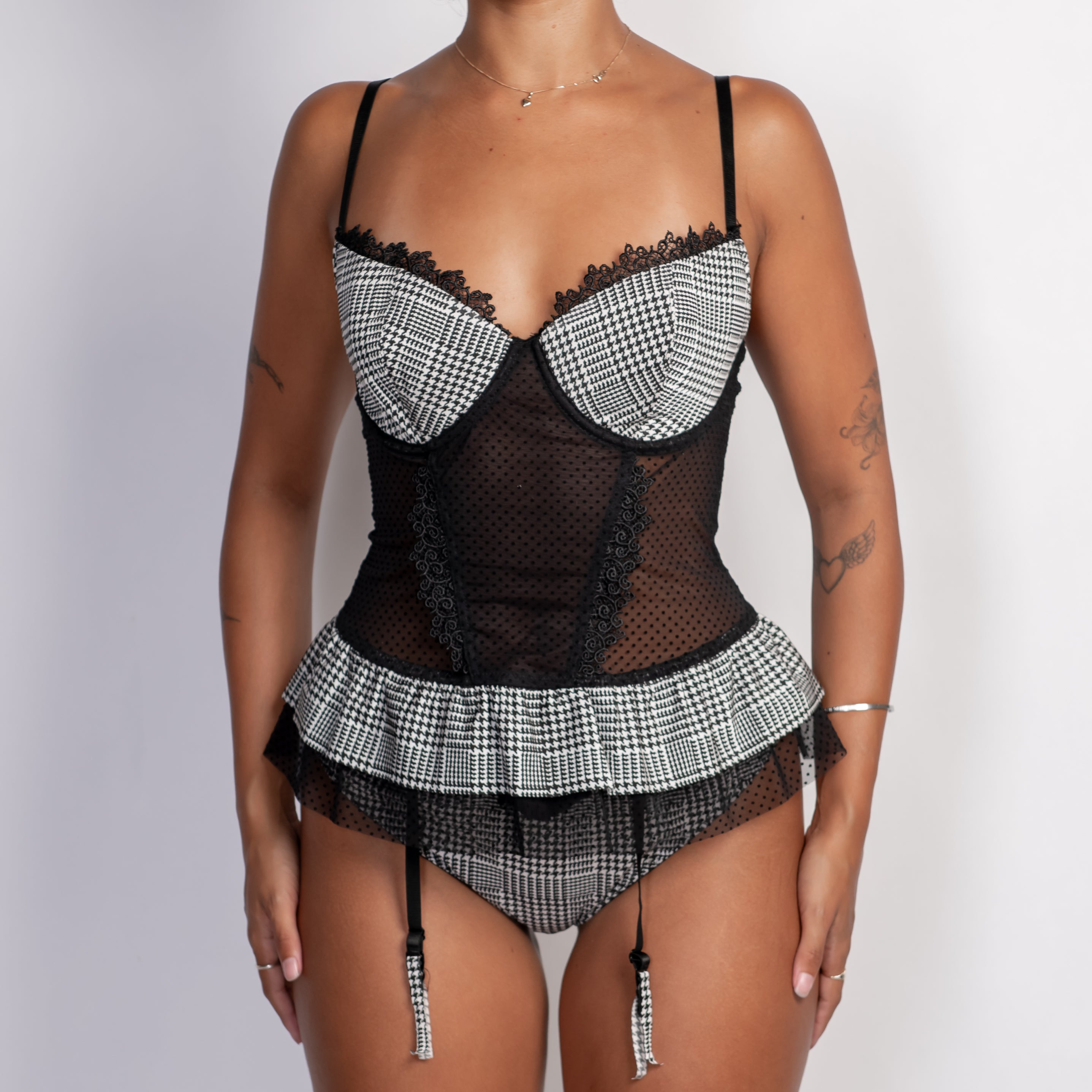 GINGHAM BUSTIER + THONG