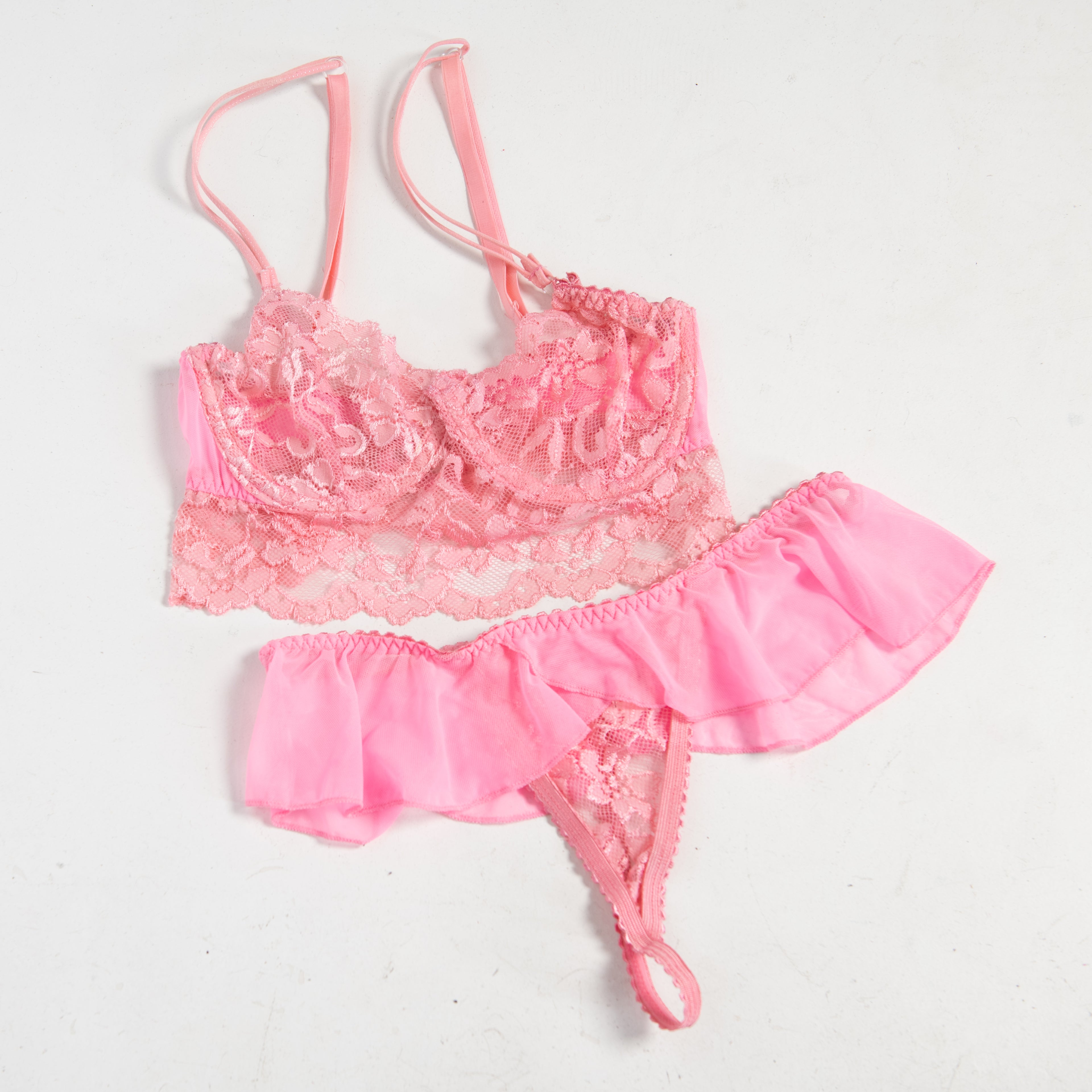 PINK LACE BRA + BRIEF SET
