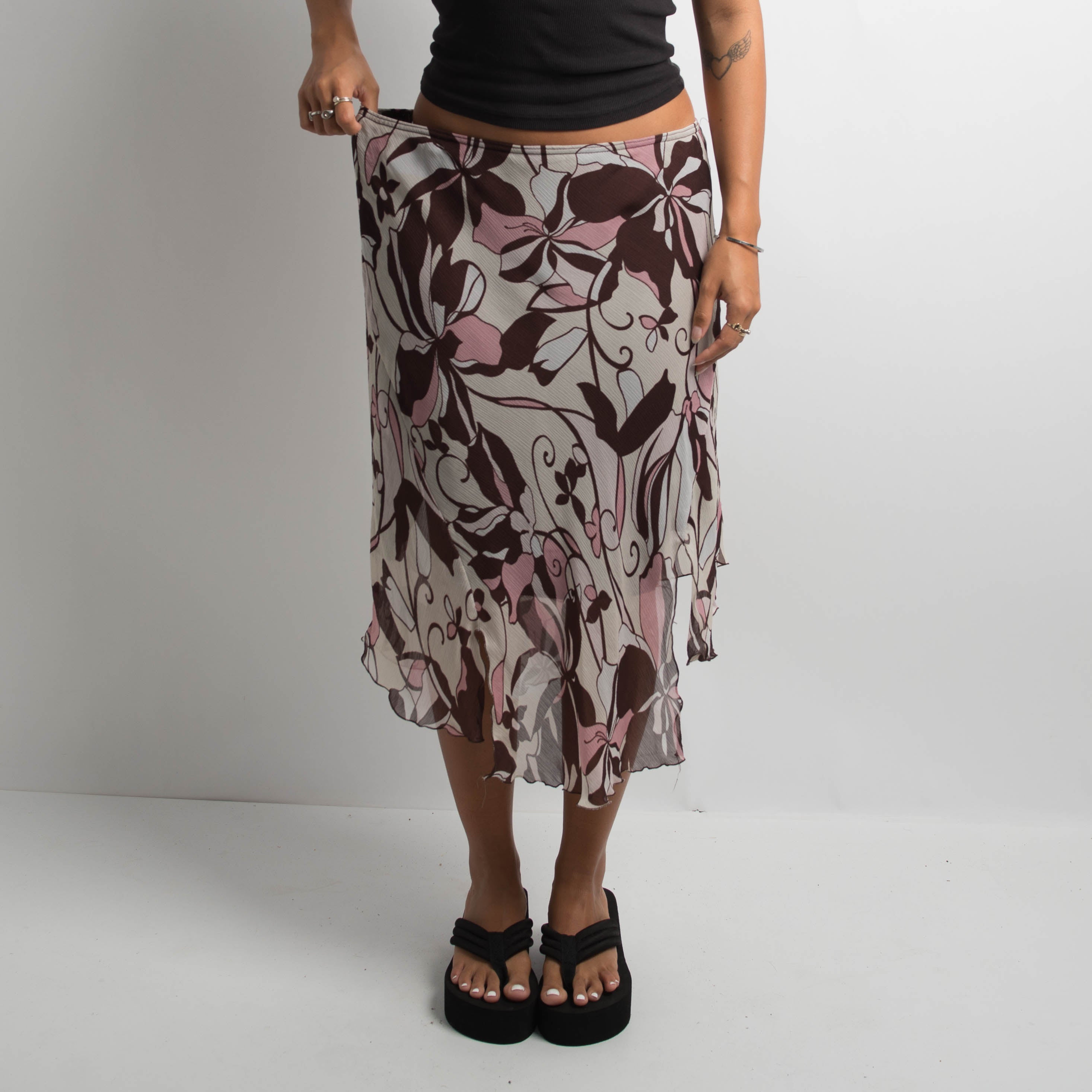 FLORAL ASYMMETRIC SKIRT