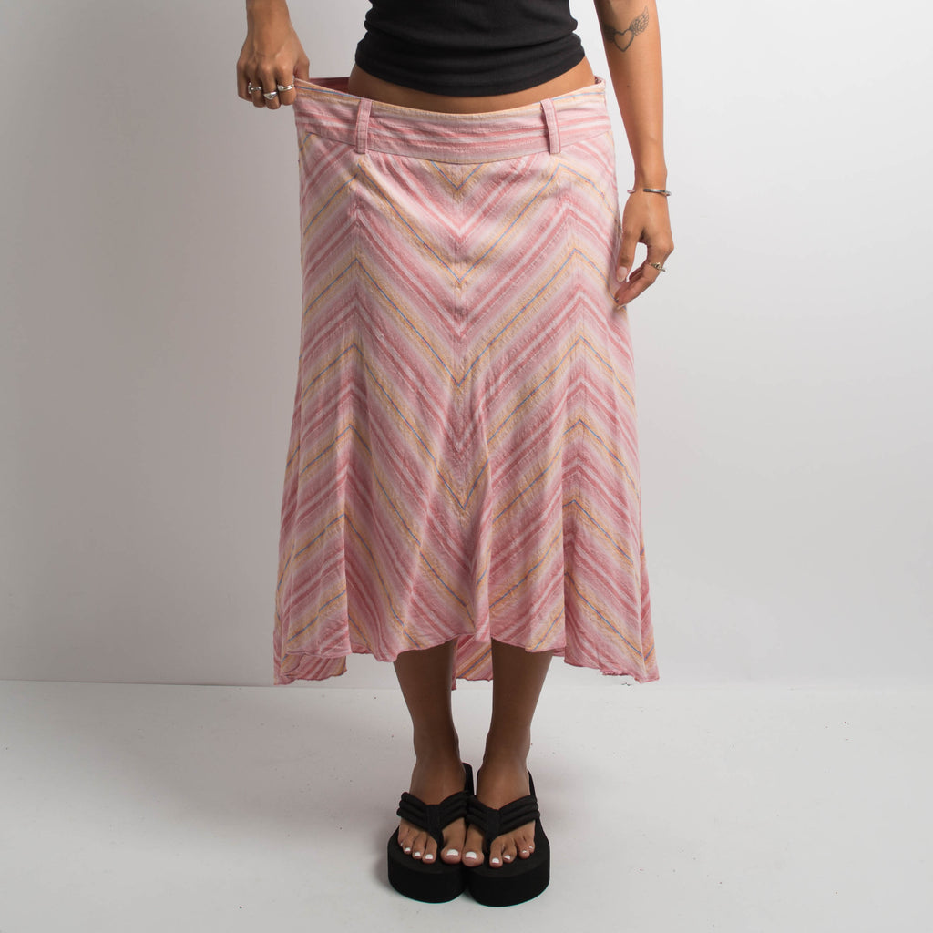 PINK CHEVRON MIDI SKIRT