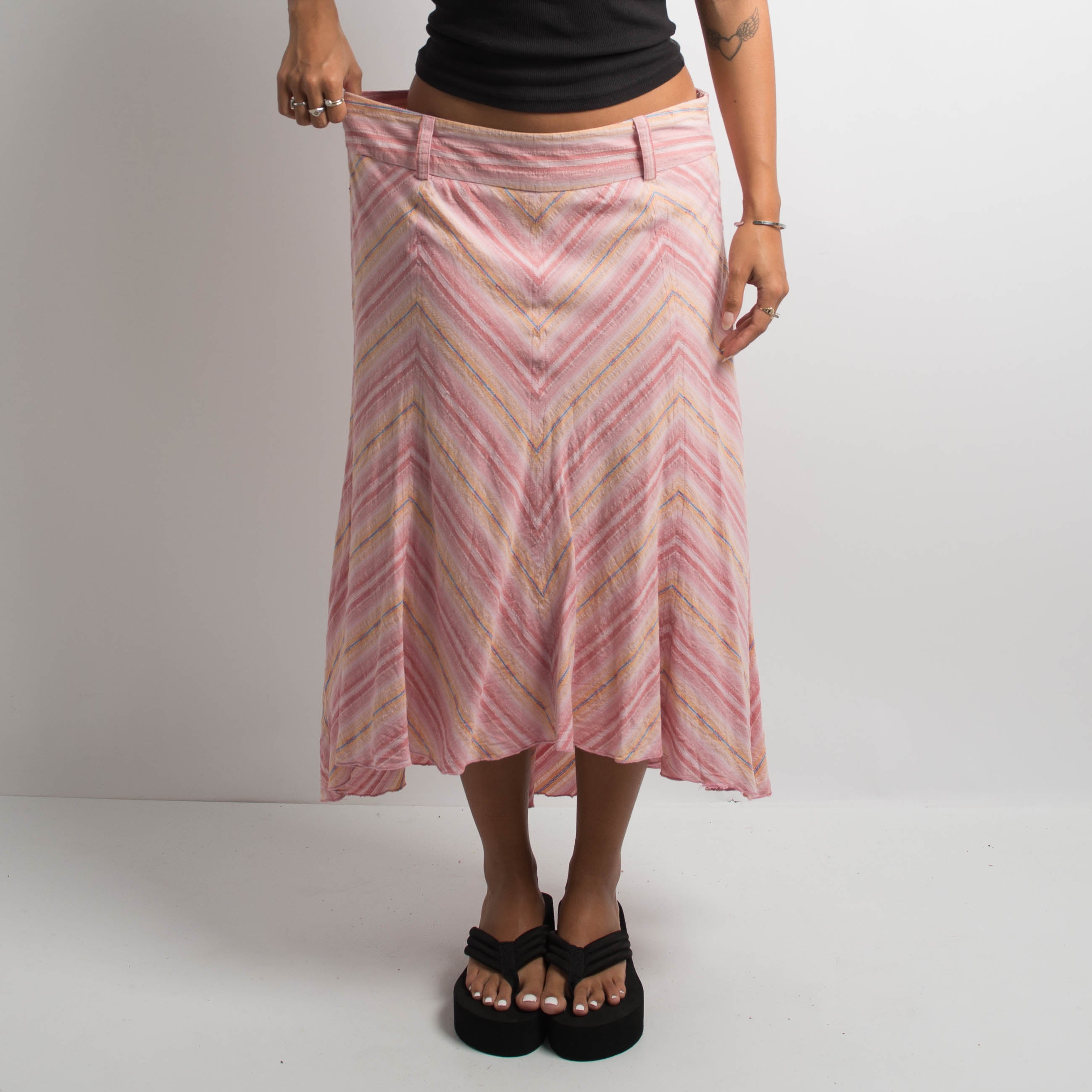 PINK CHEVRON MIDI SKIRT