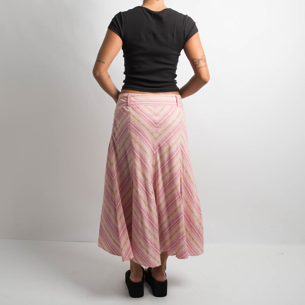 PINK CHEVRON MIDI SKIRT