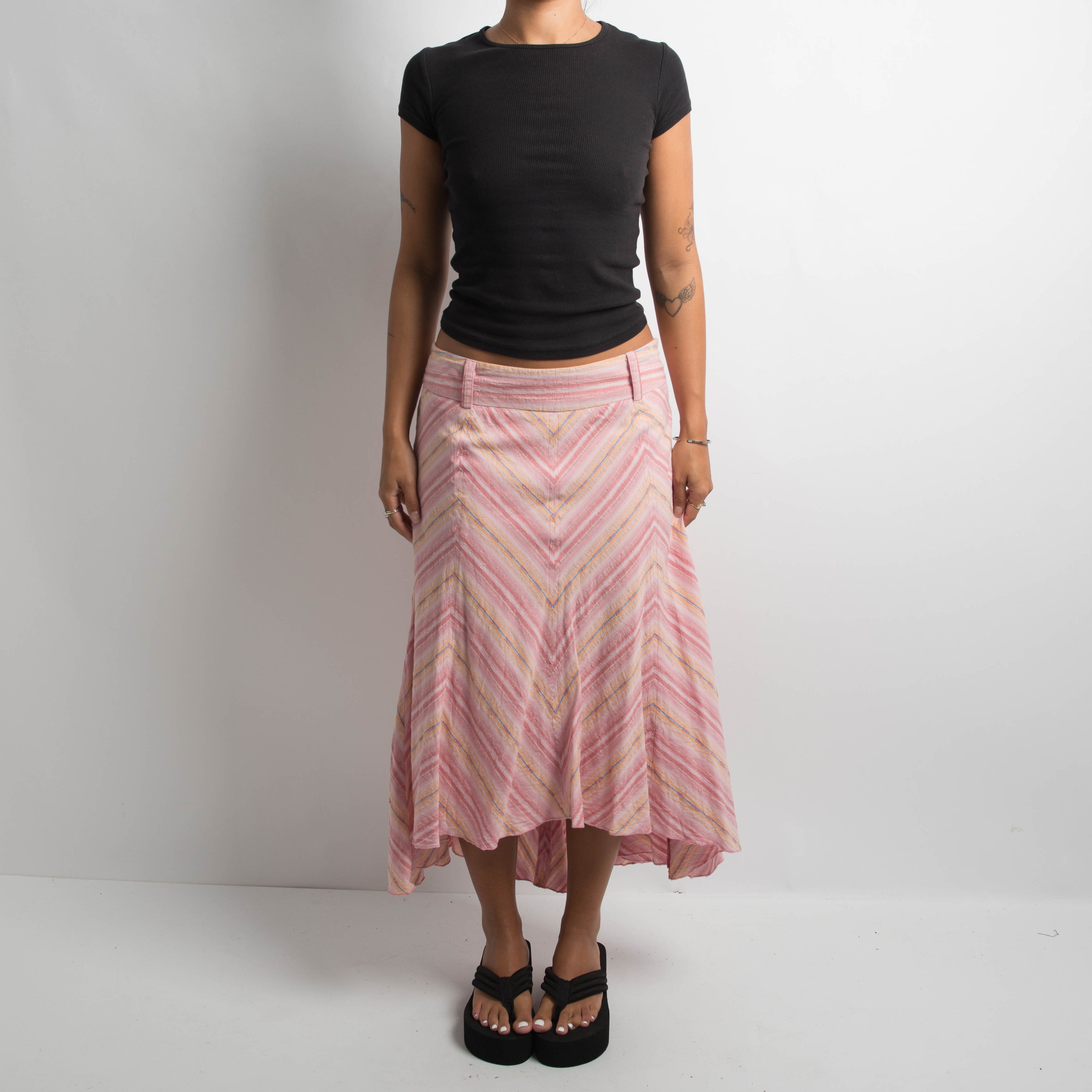 PINK CHEVRON MIDI SKIRT