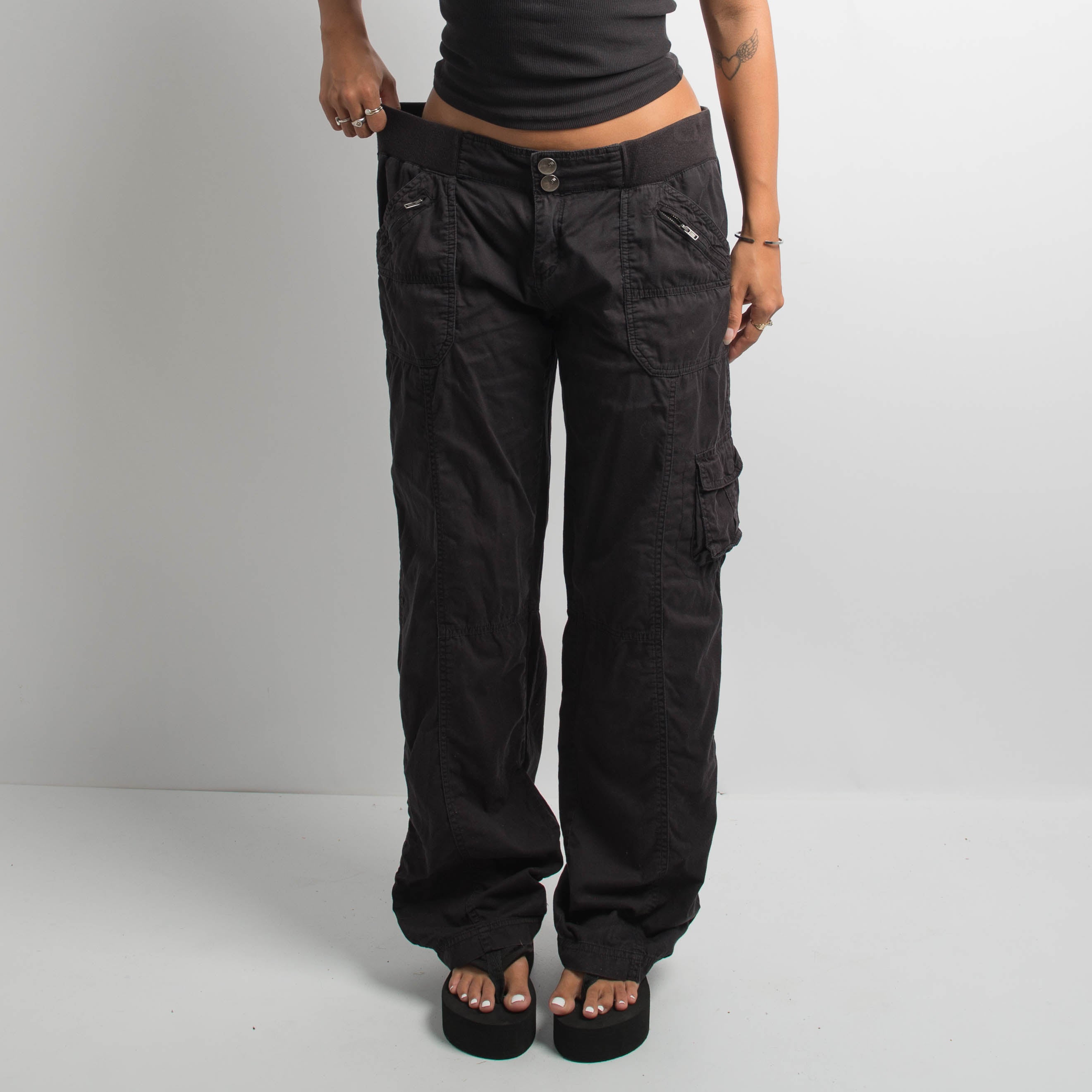 BLACK CARGO UTILITY PANTS