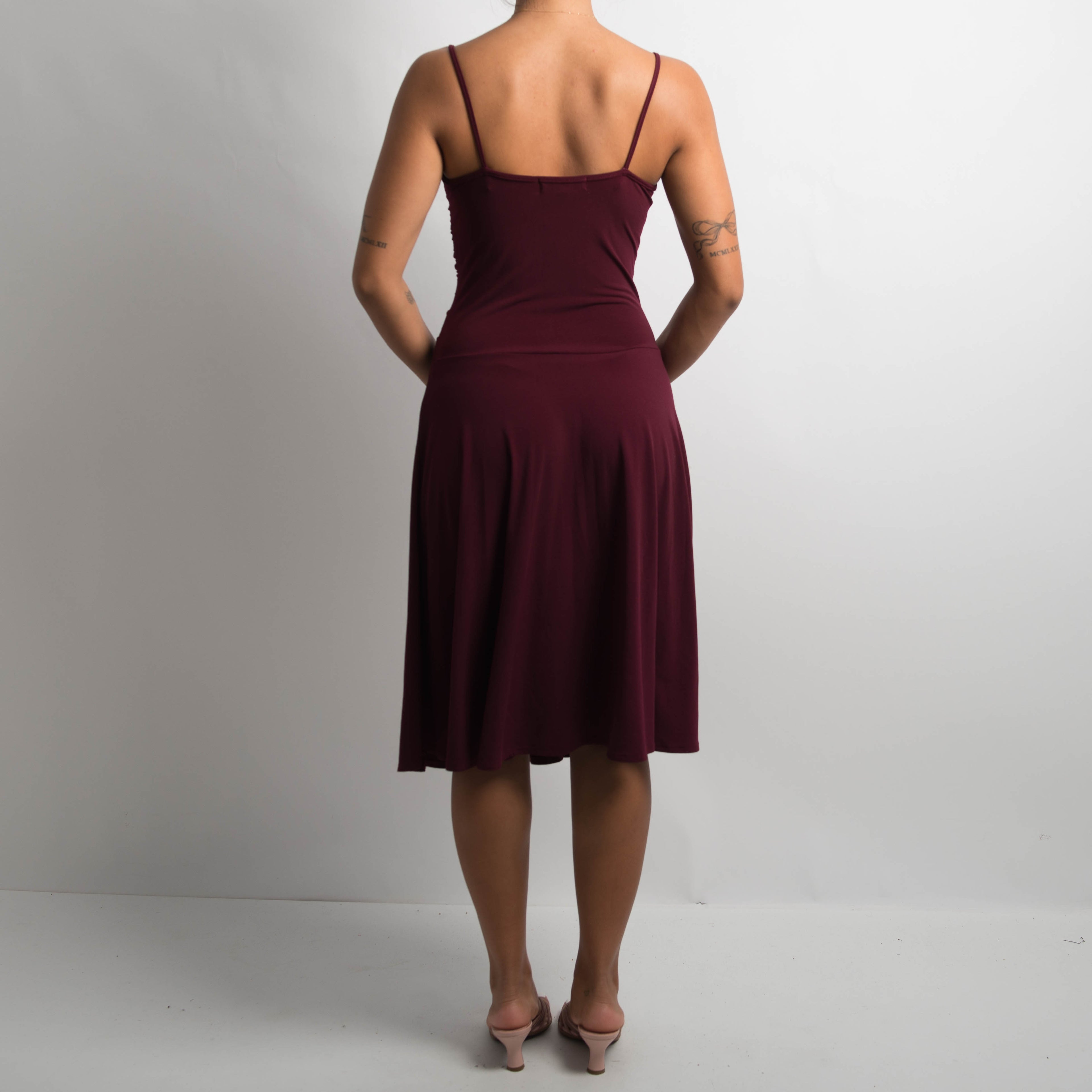 PLUM STRETCH MIDI DRESS