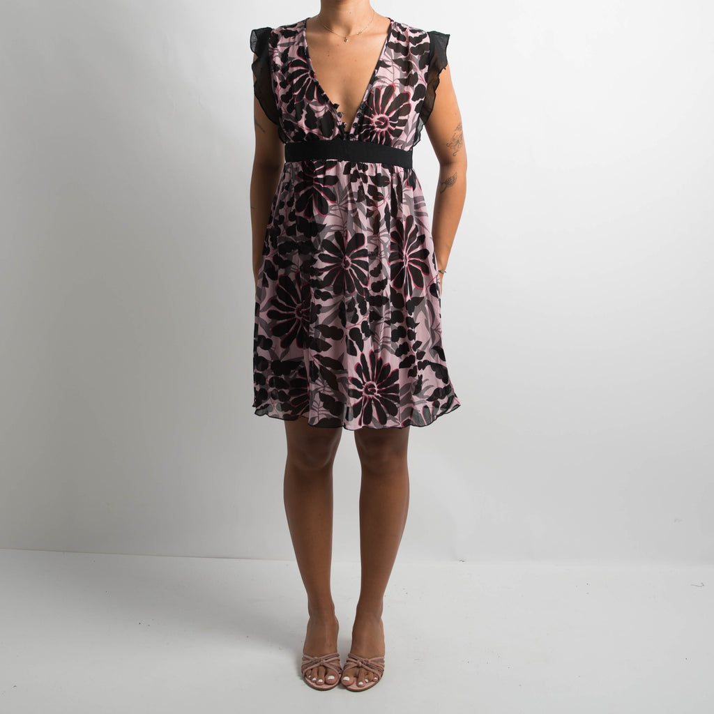 SHEER PATTERNED MINI DRESS