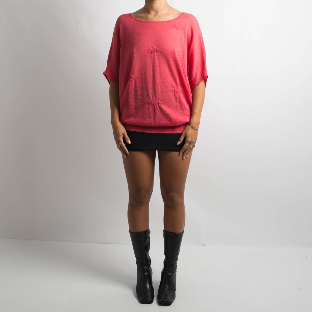 PINK WOOL BATWING TOP