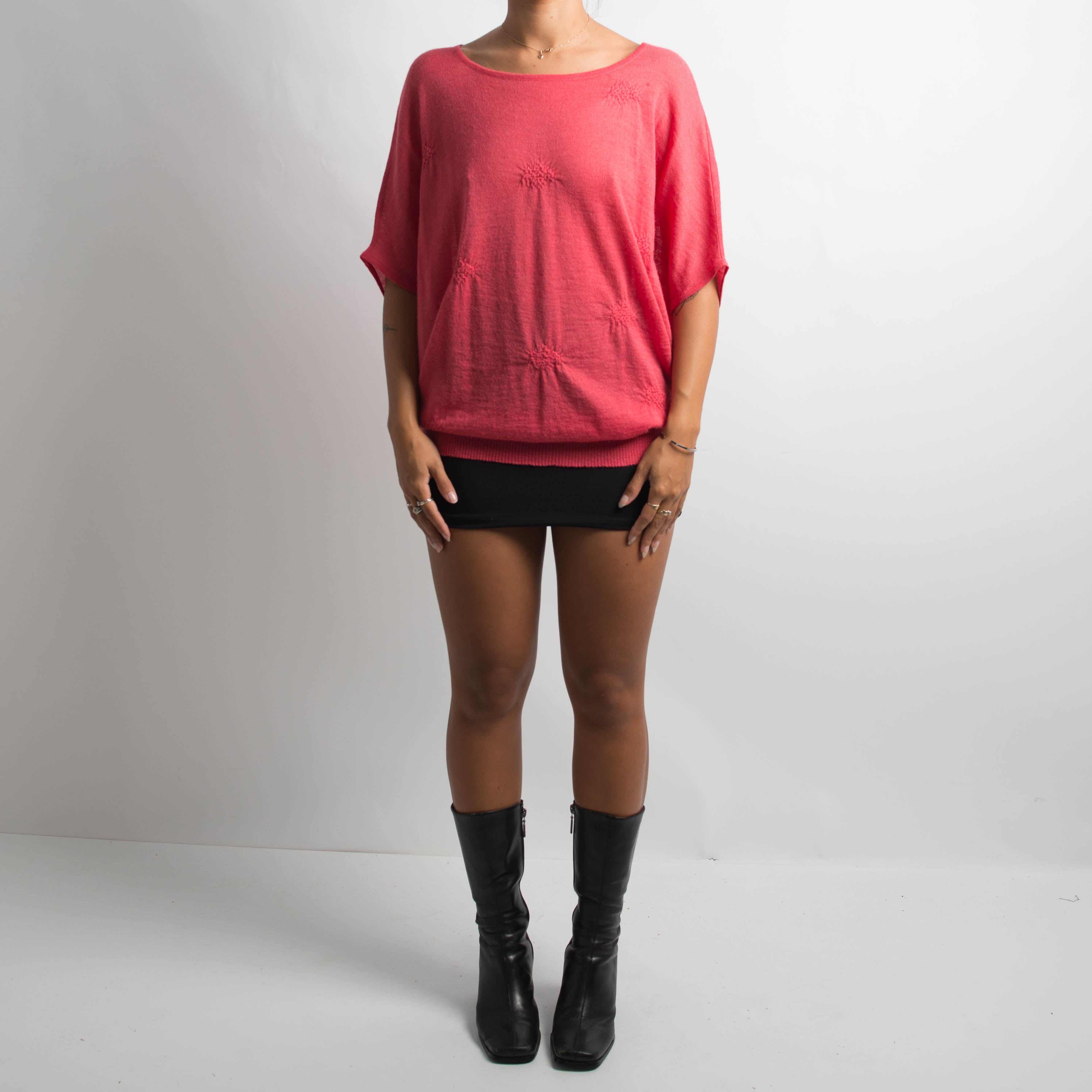 PINK WOOL BATWING TOP