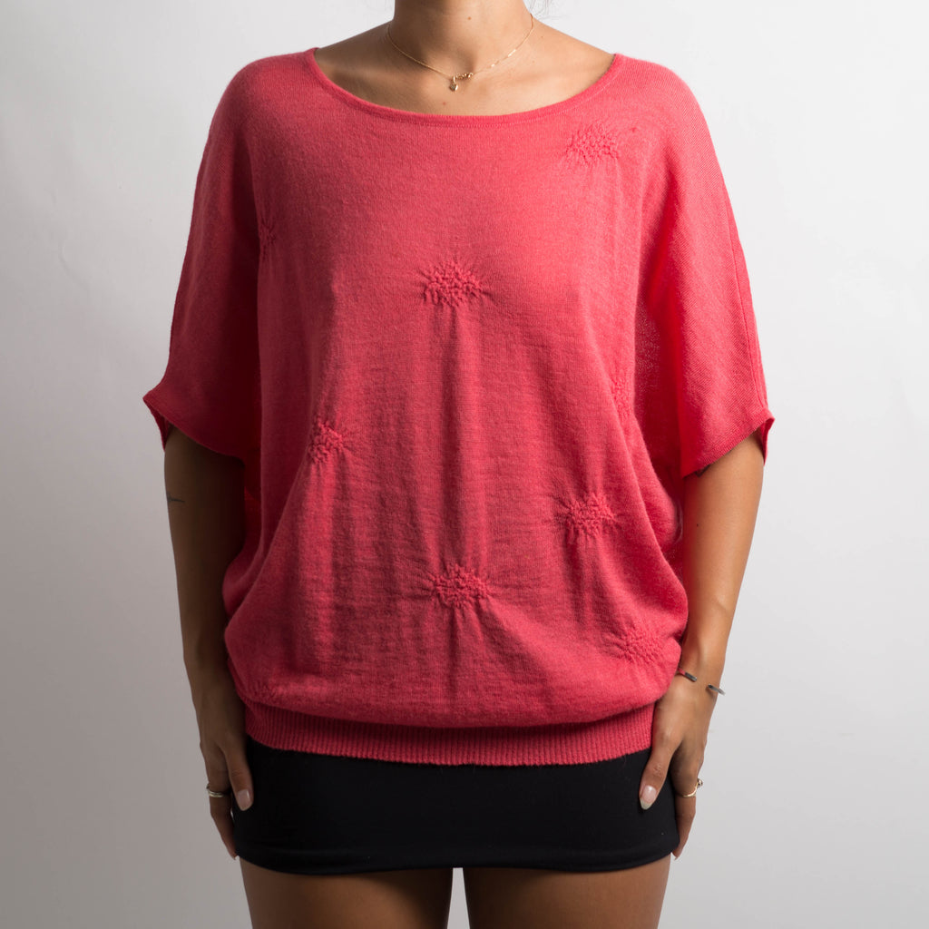 PINK WOOL BATWING TOP
