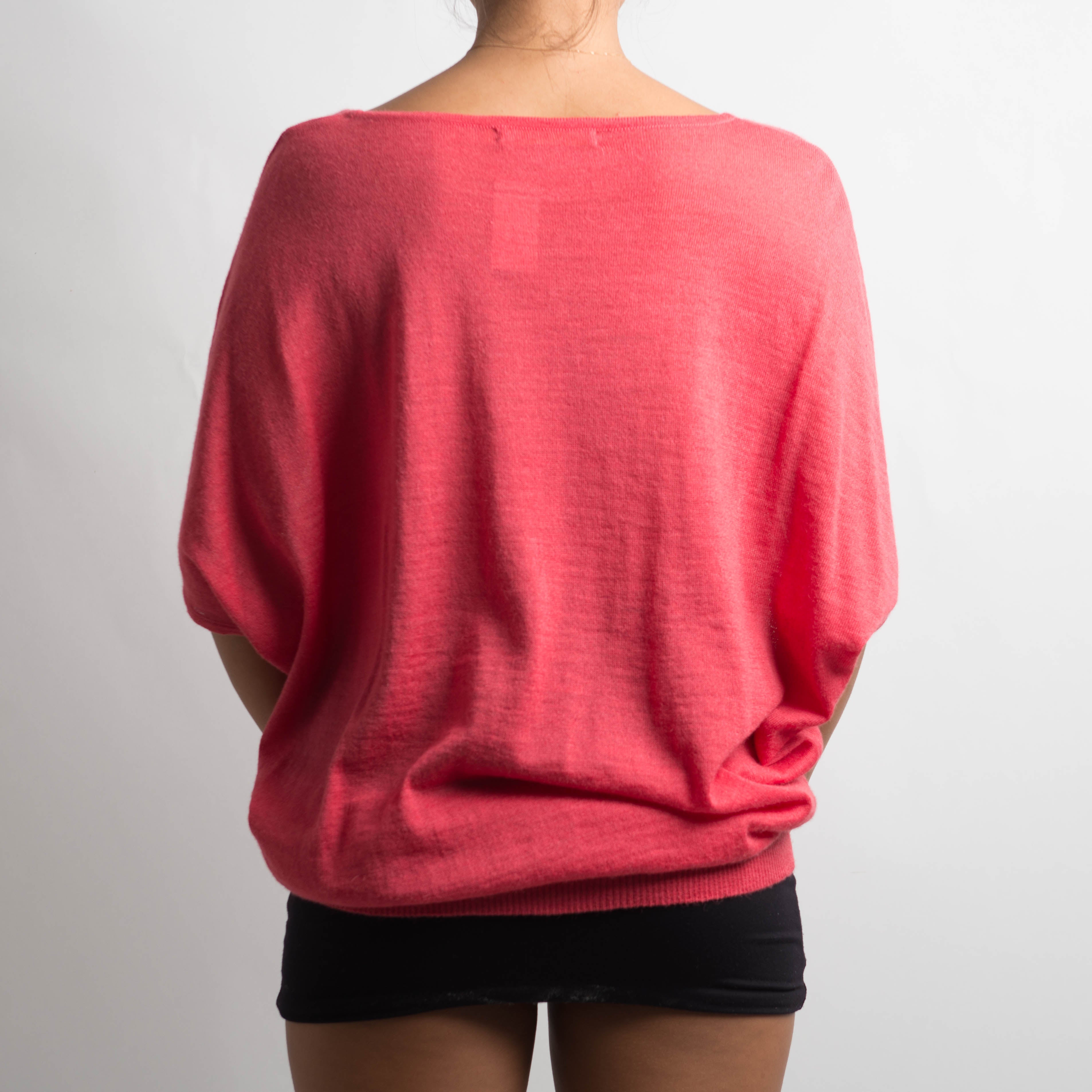 PINK WOOL BATWING TOP