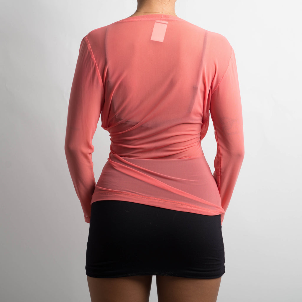 PINK MESH LONG SLEEVE TOP