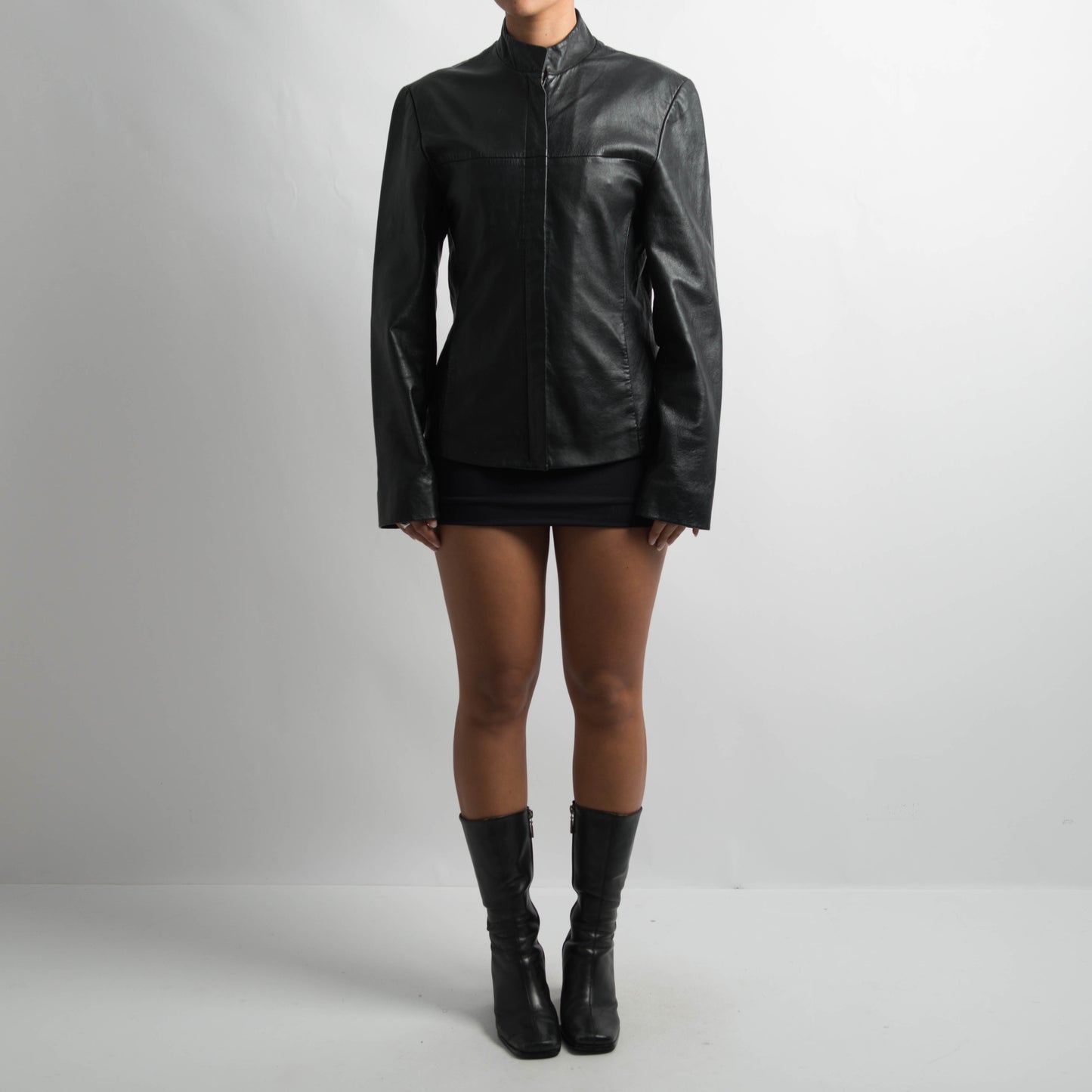 BLACK SLIM FIT LEATHER JACKET