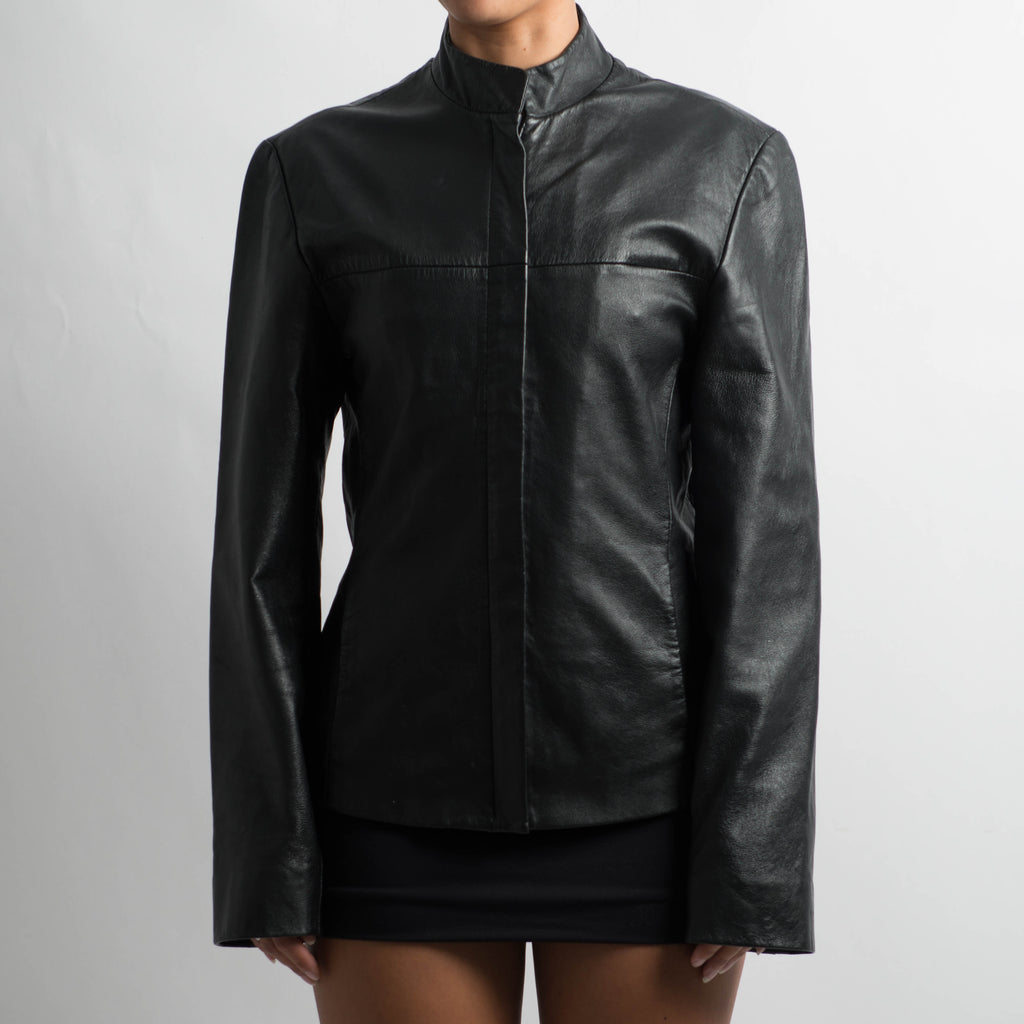 BLACK SLIM FIT LEATHER JACKET