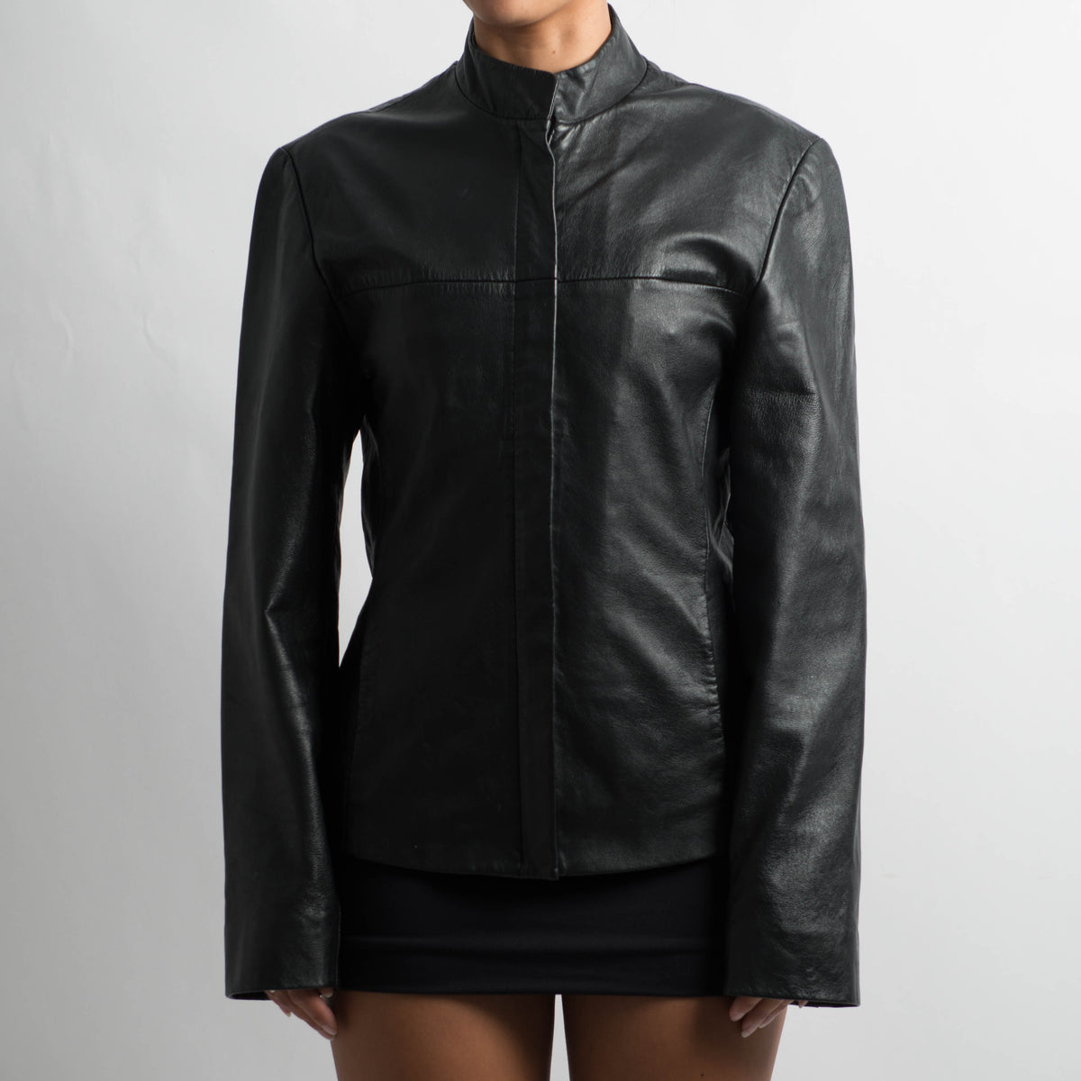 BLACK SLIM FIT LEATHER JACKET